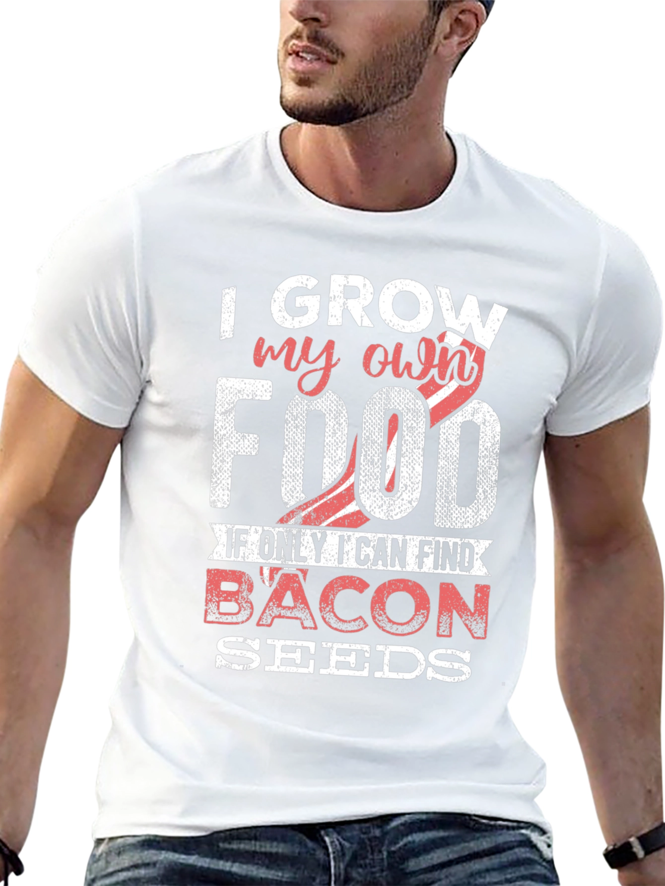 I Grow My Own Food Funny Bacon Seeds T-Shirt