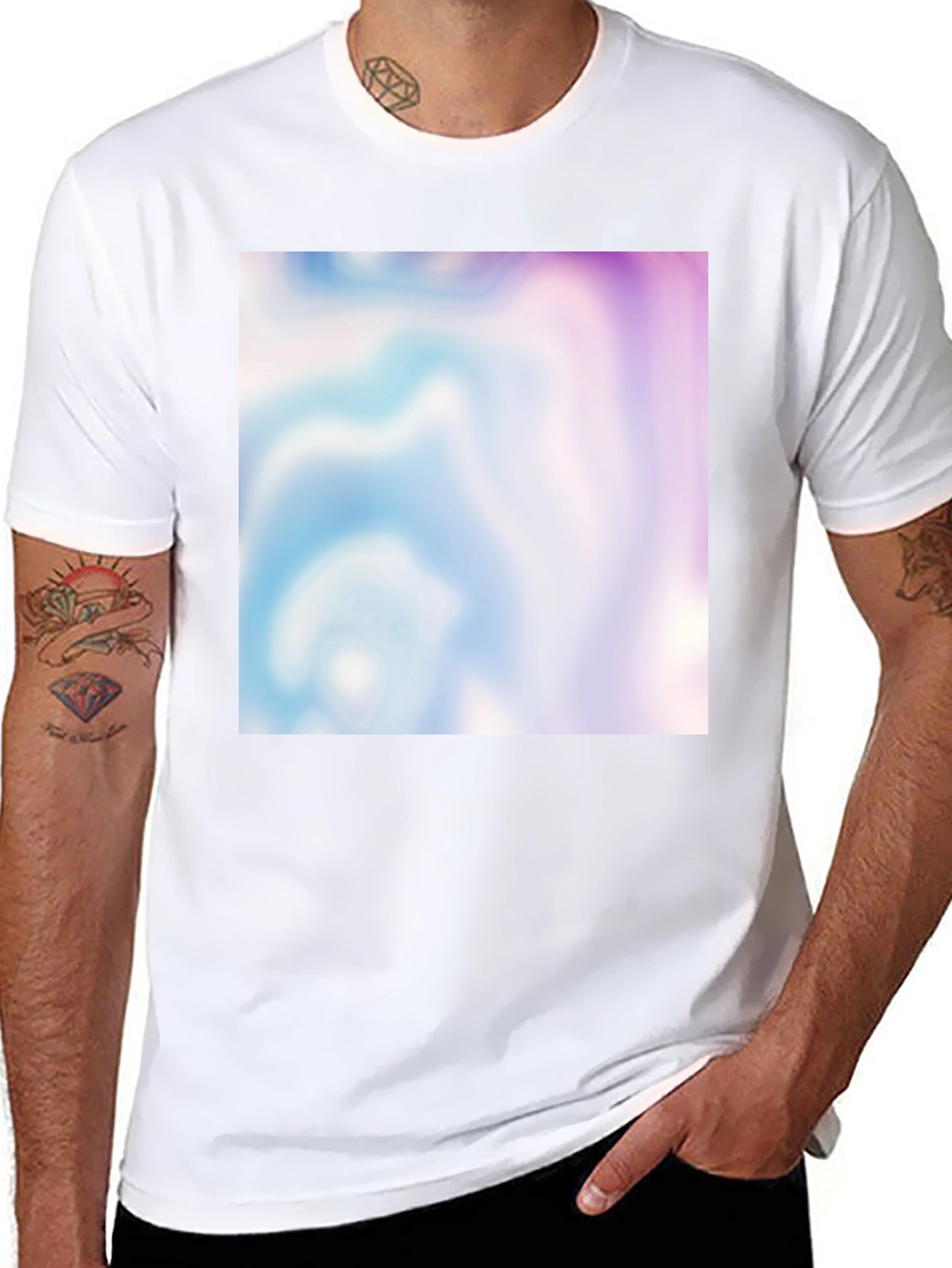 Trendy Abstract Swirl Graphic Tee - Black