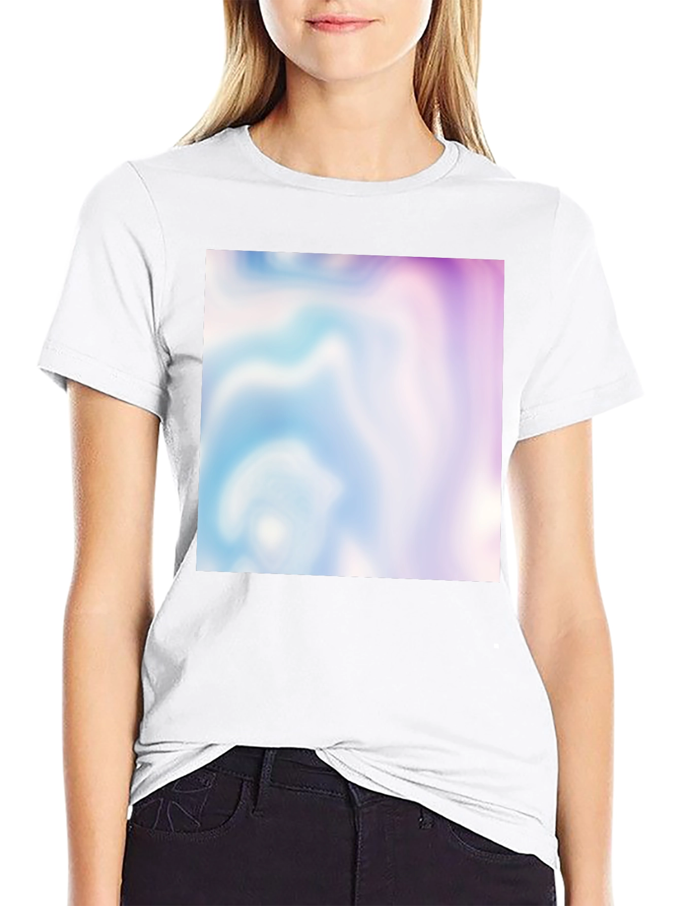 Trendy Abstract Swirl Graphic Tee - Black
