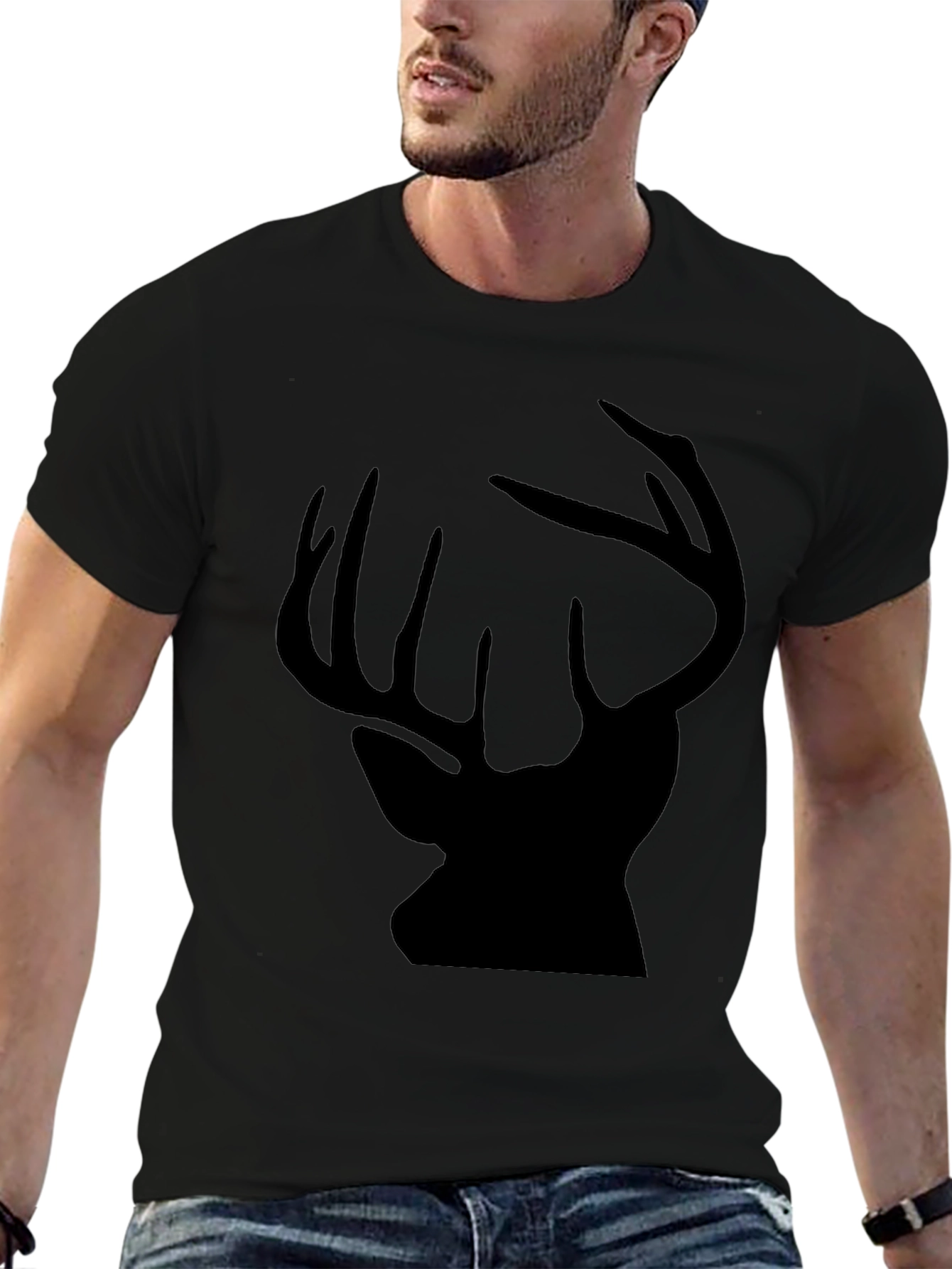 Mens Black Deer Silhouette Graphic Tee