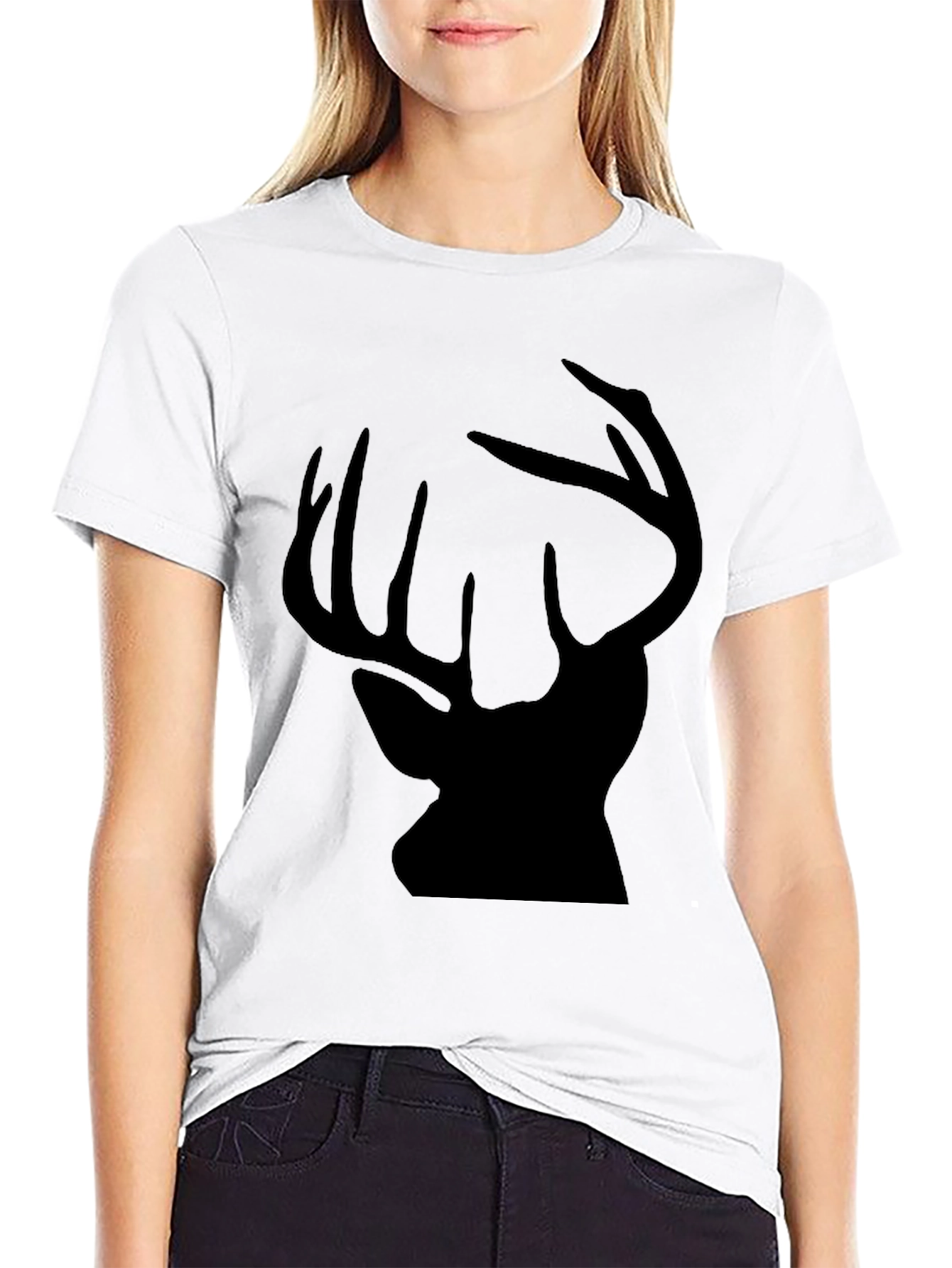 Mens Black Deer Silhouette Graphic Tee
