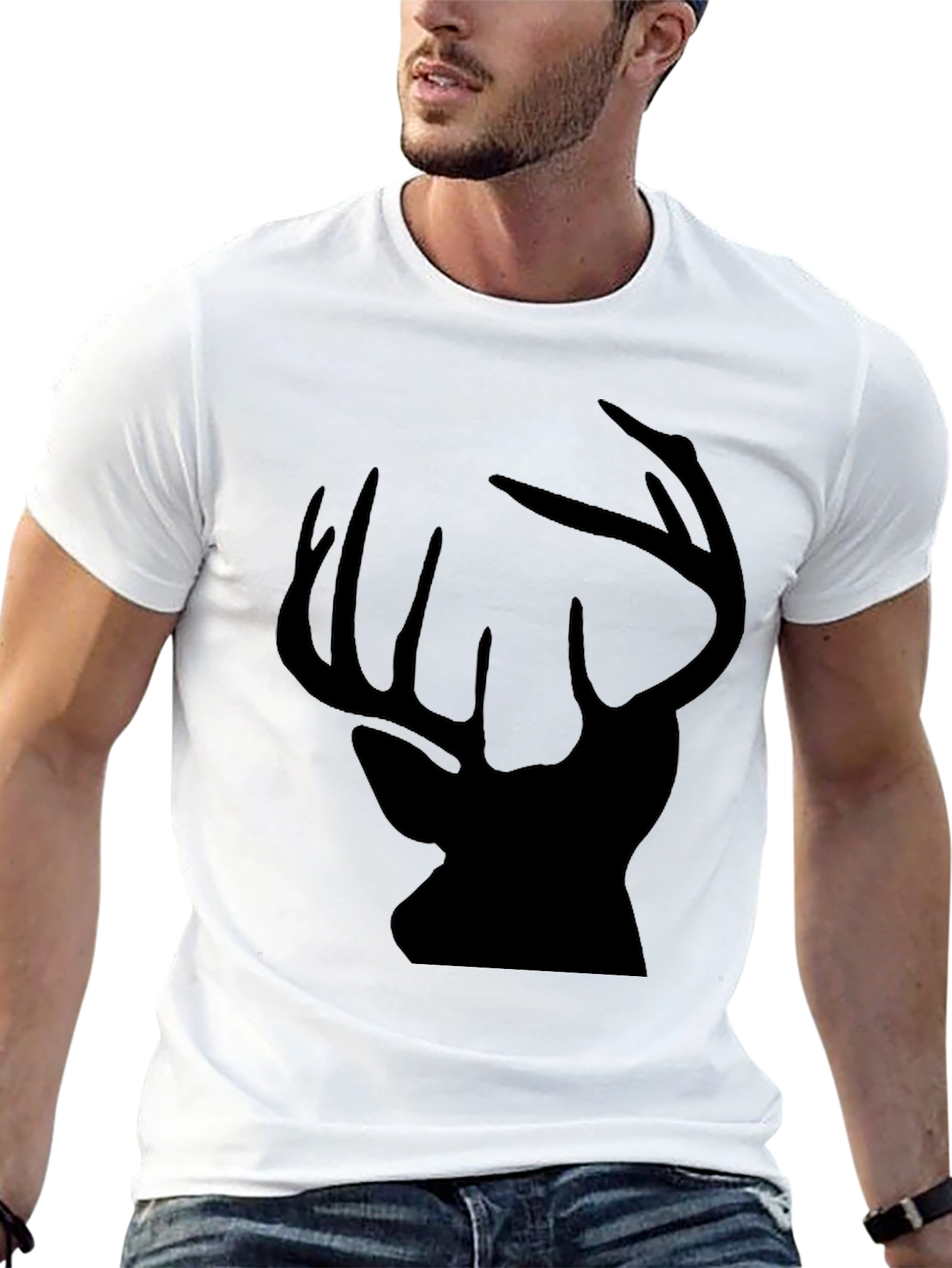 Mens Black Deer Silhouette Graphic Tee