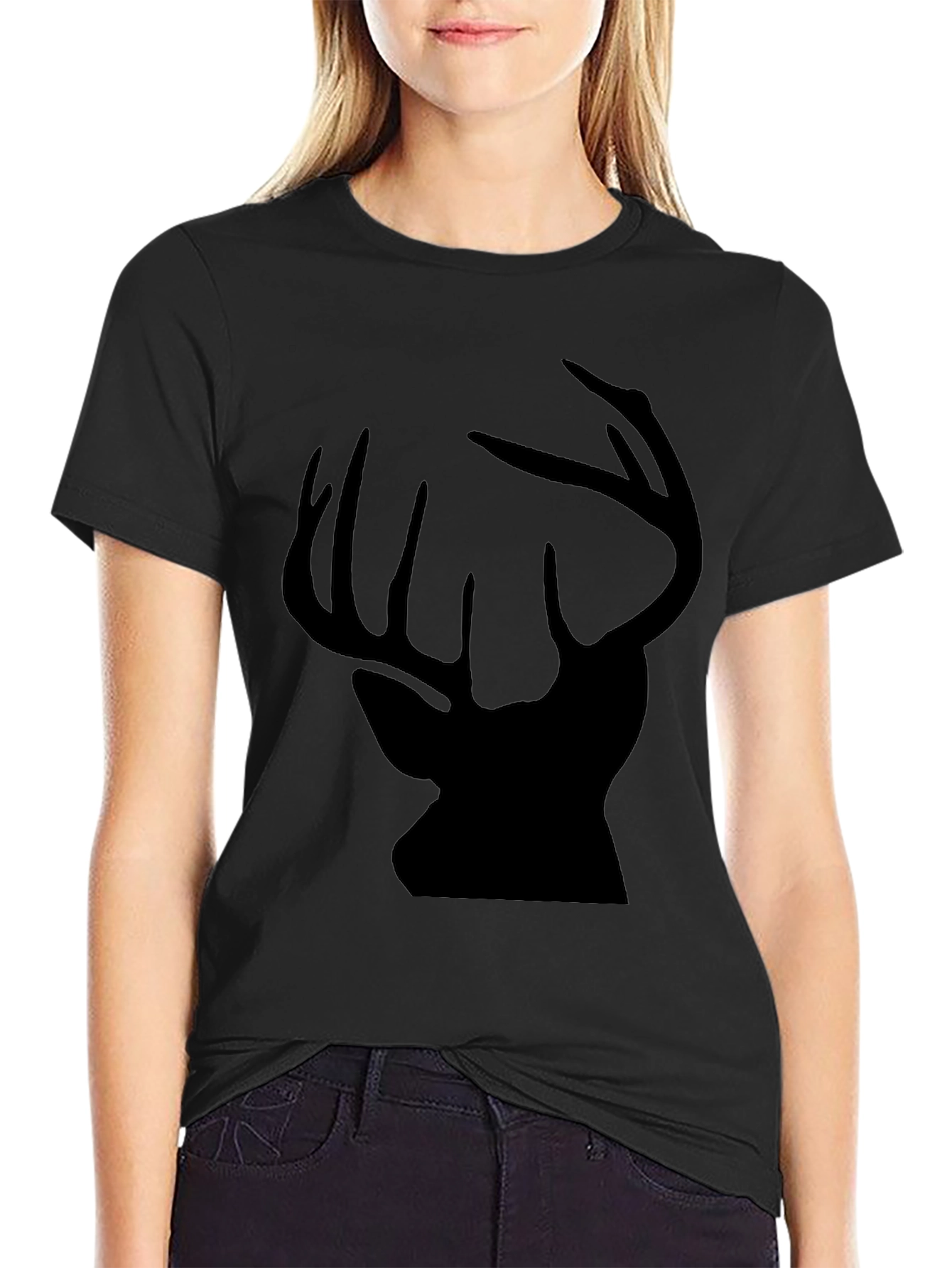 Mens Black Deer Silhouette Graphic Tee