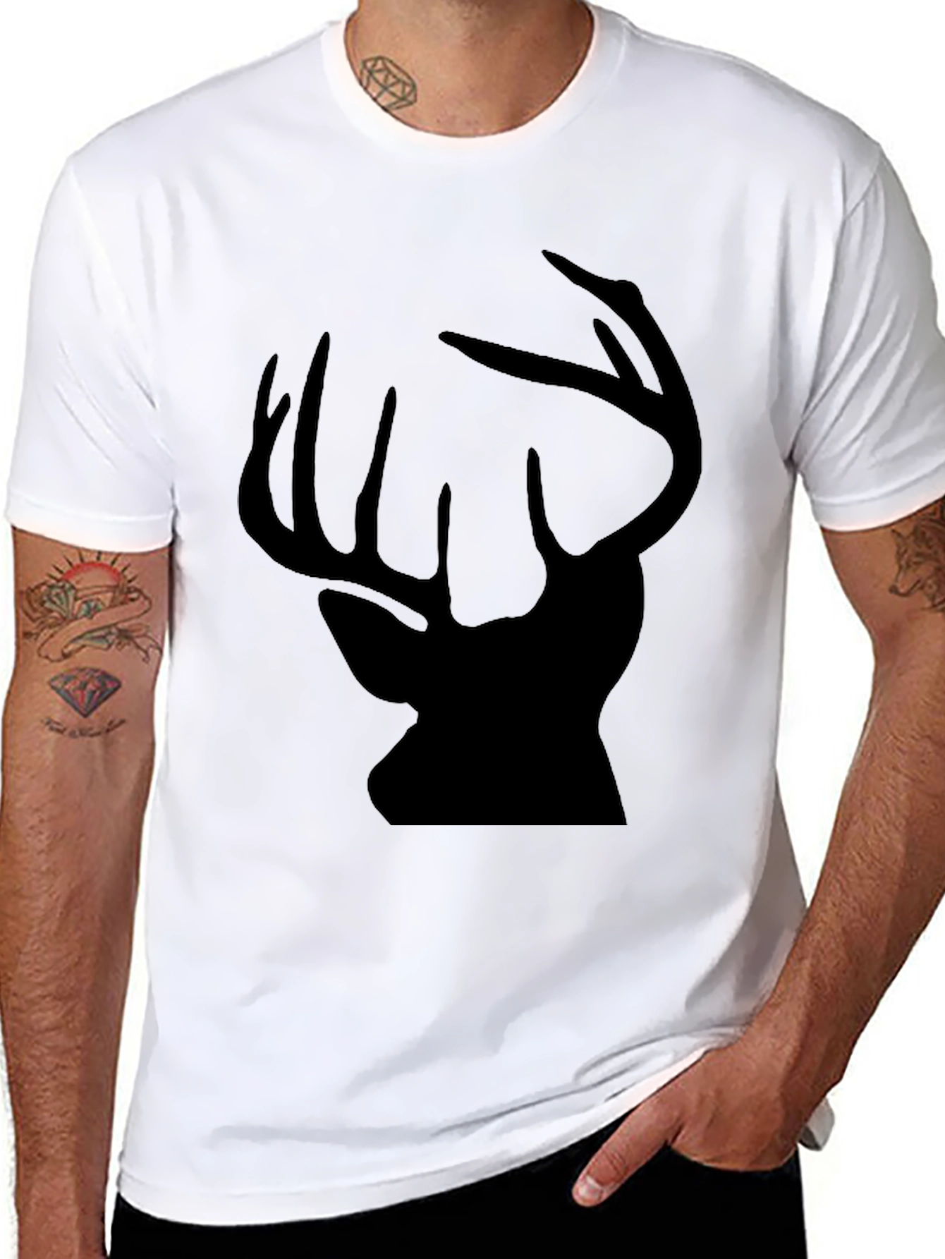 Mens Black Deer Silhouette Graphic Tee