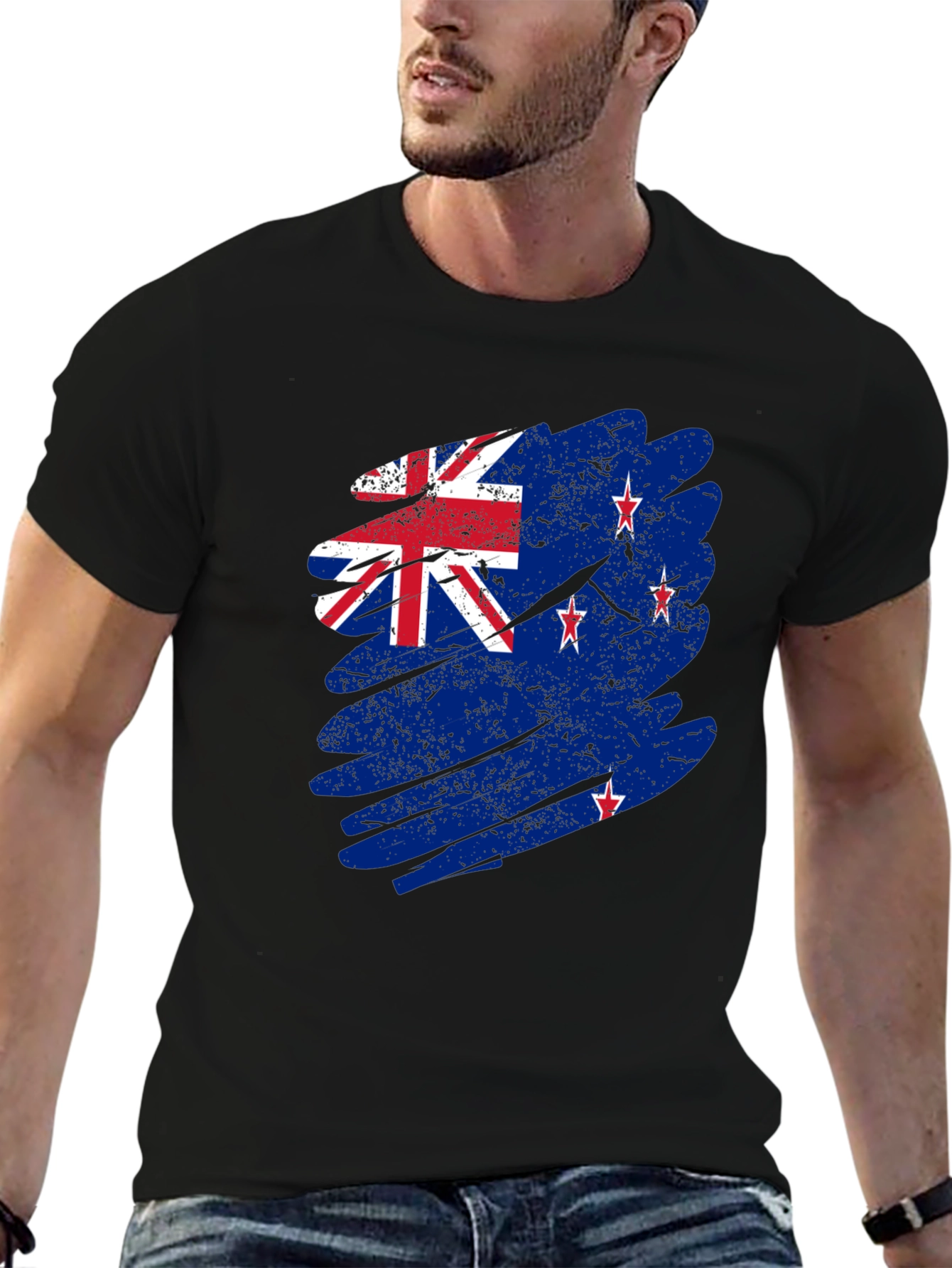 New Zealand Flag T-Shirt - Distressed Grunge Style