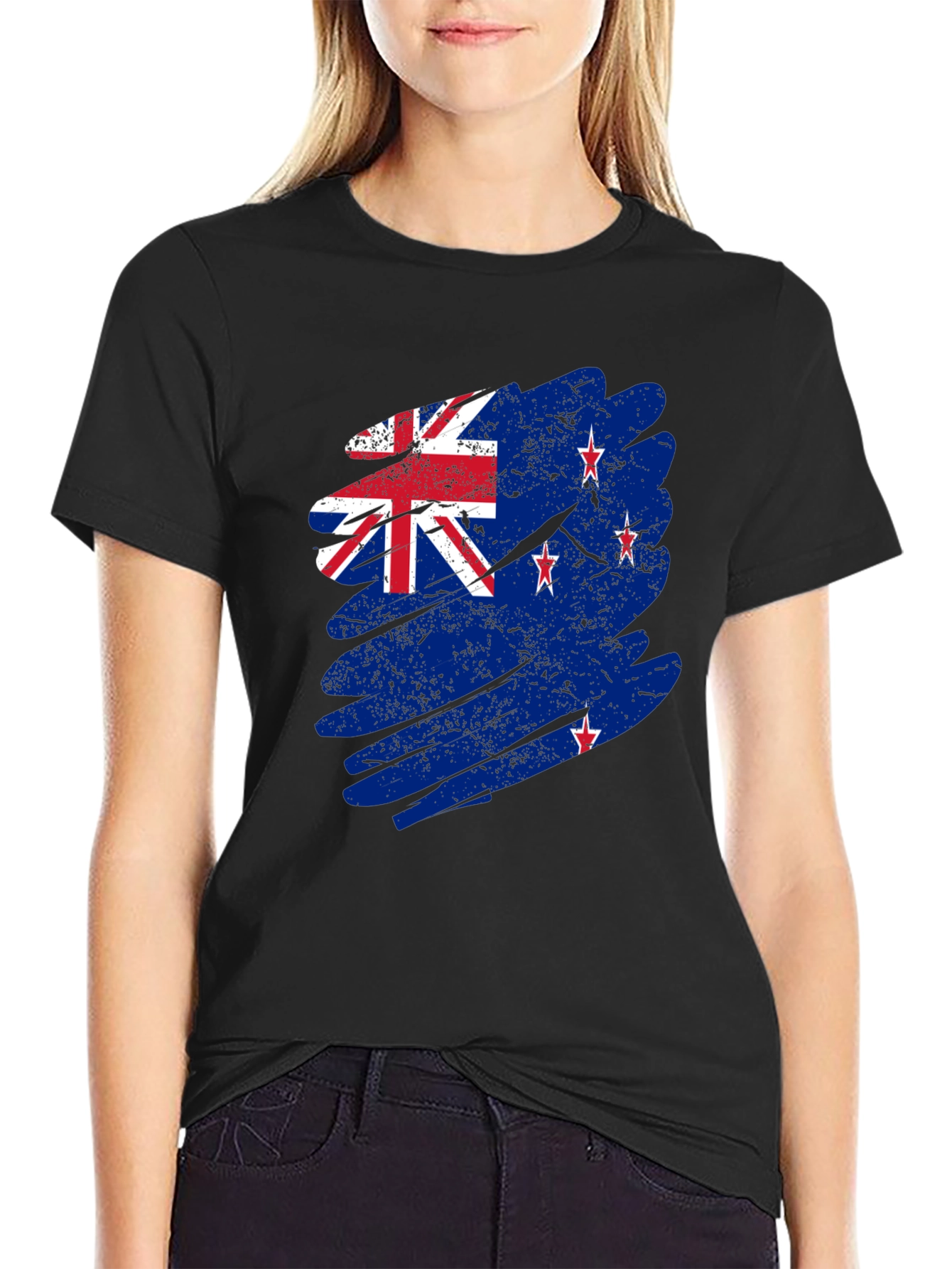 New Zealand Flag T-Shirt - Distressed Grunge Style
