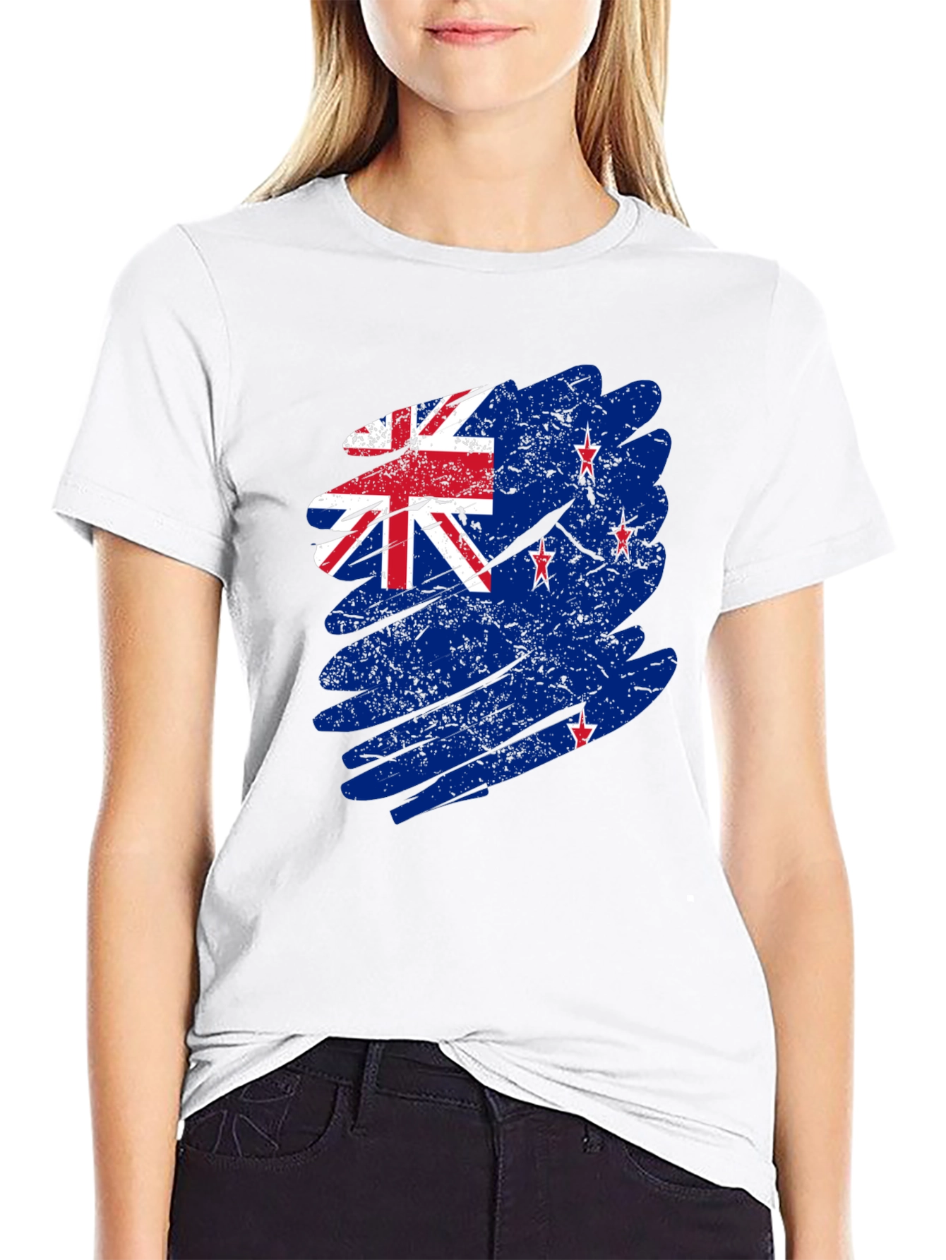New Zealand Flag T-Shirt - Distressed Grunge Style