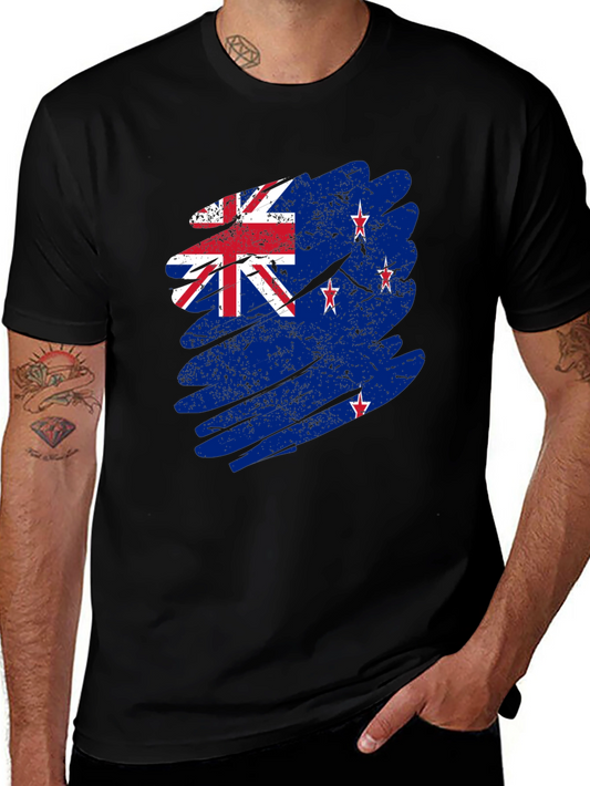 New Zealand Flag T-Shirt - Distressed Grunge Style