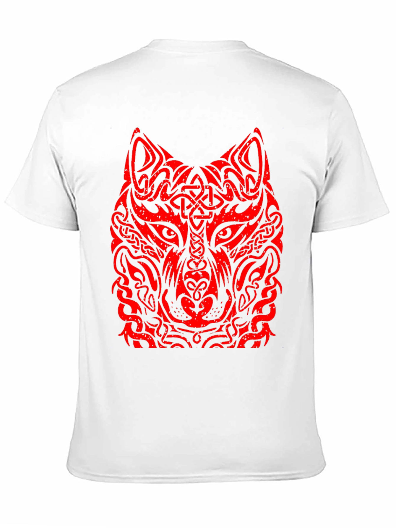 Red Tribal Wolf Graphic Black T-Shirt