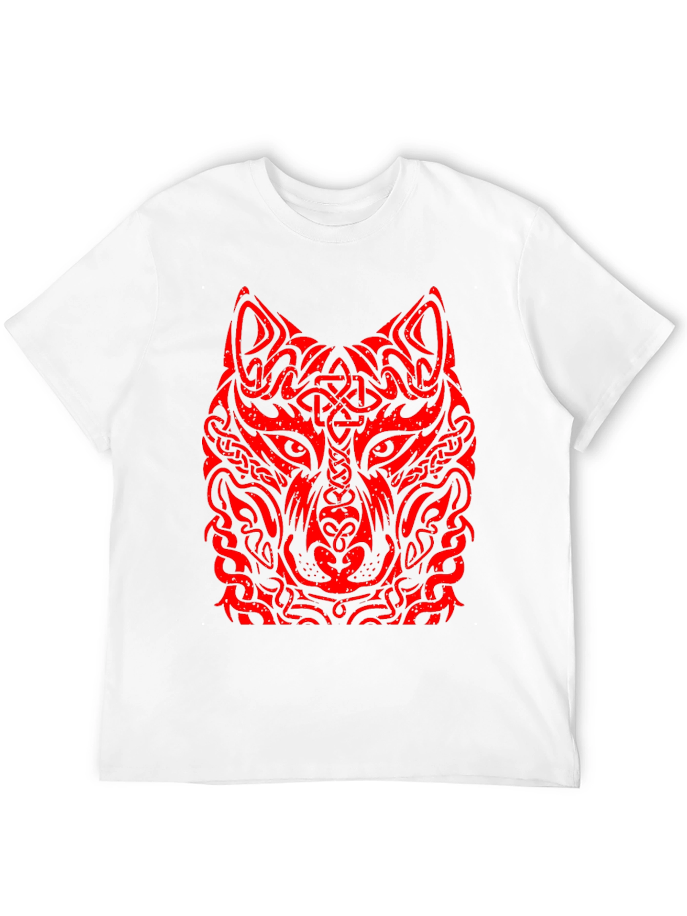Red Tribal Wolf Graphic Black T-Shirt