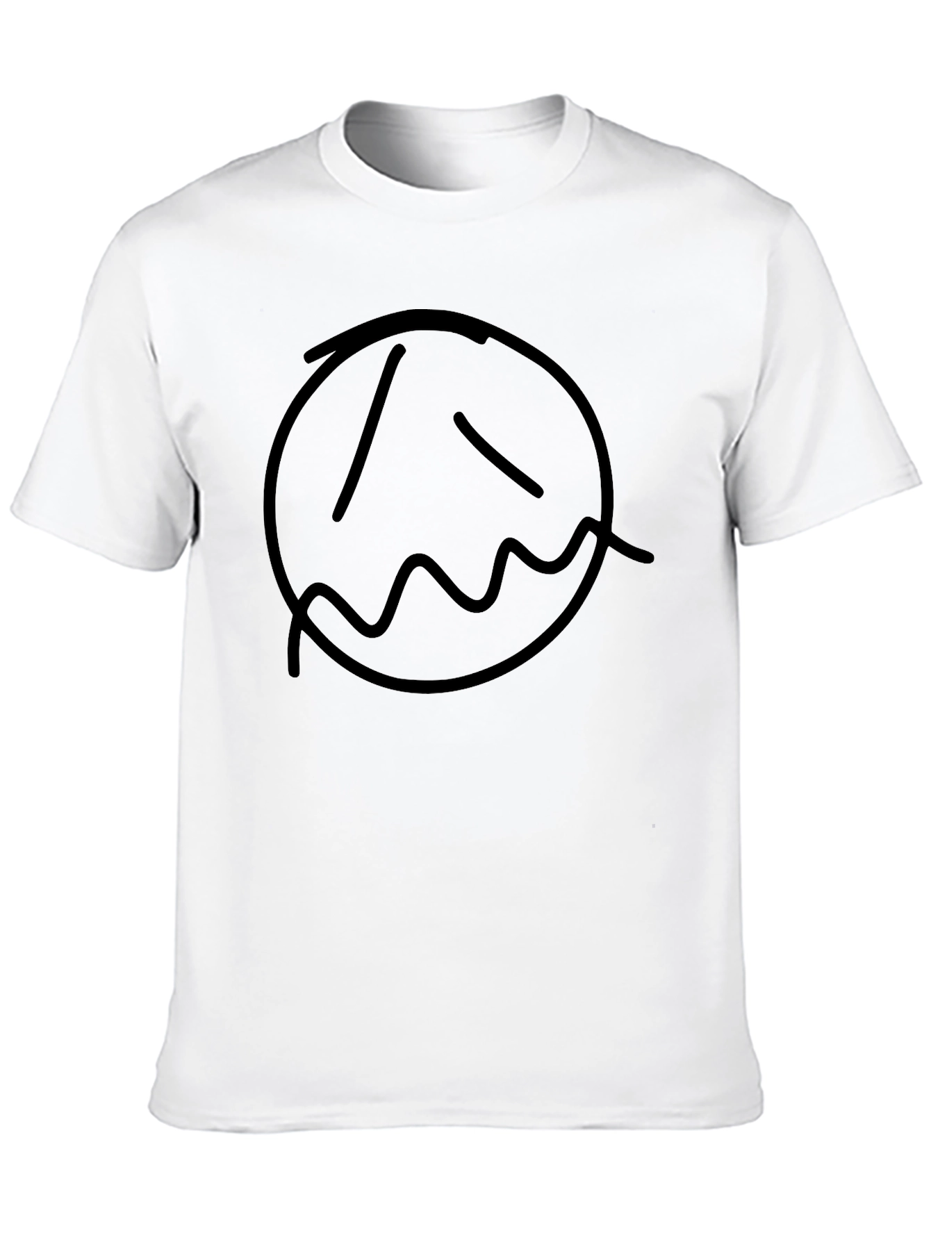 Sad Face Graphic Print Black T-Shirt