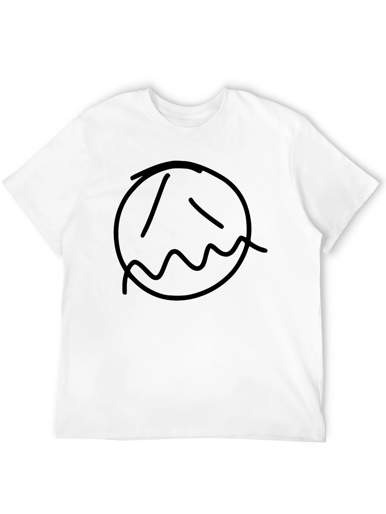 Sad Face Graphic Print Black T-Shirt