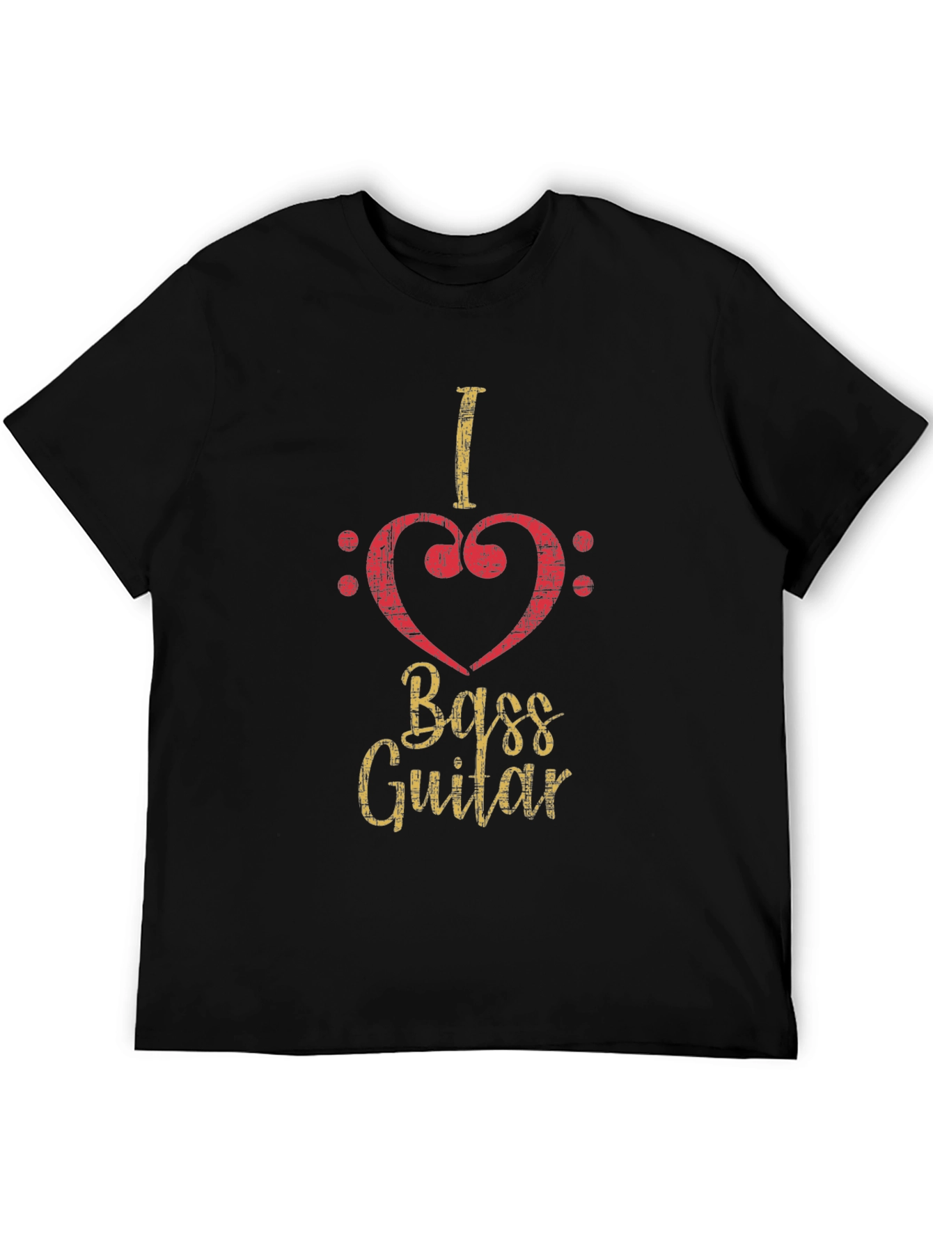 I Love Bass Guitar Black T-Shirt