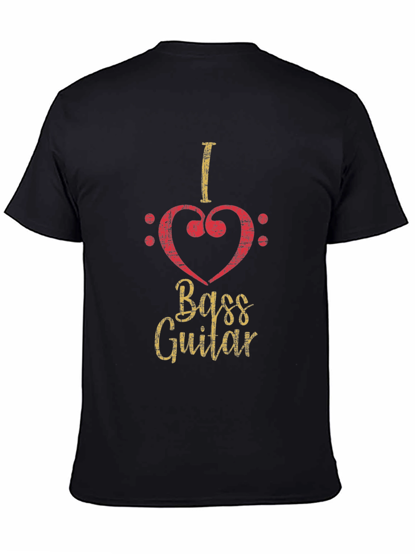I Love Bass Guitar Black T-Shirt