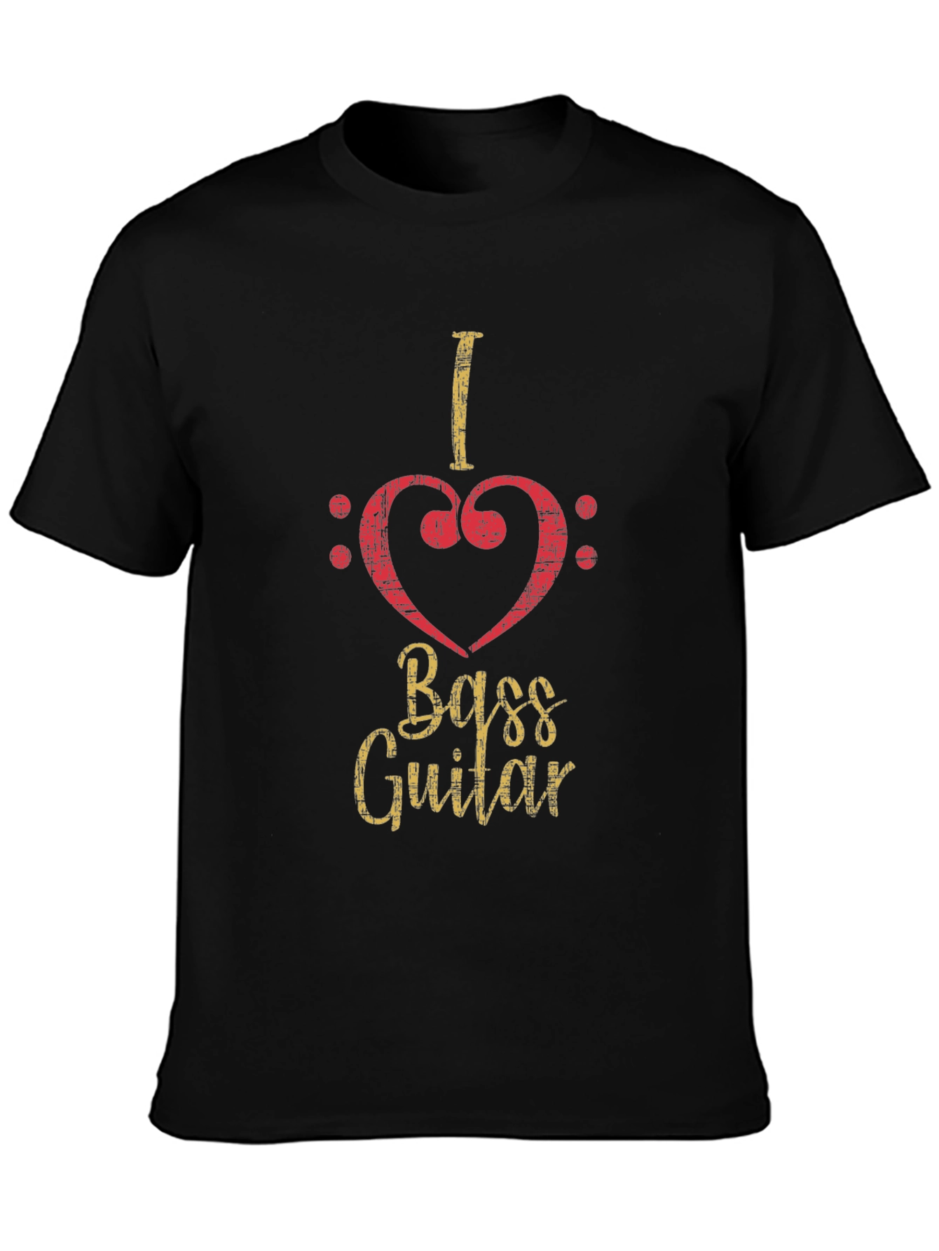 I Love Bass Guitar Black T-Shirt