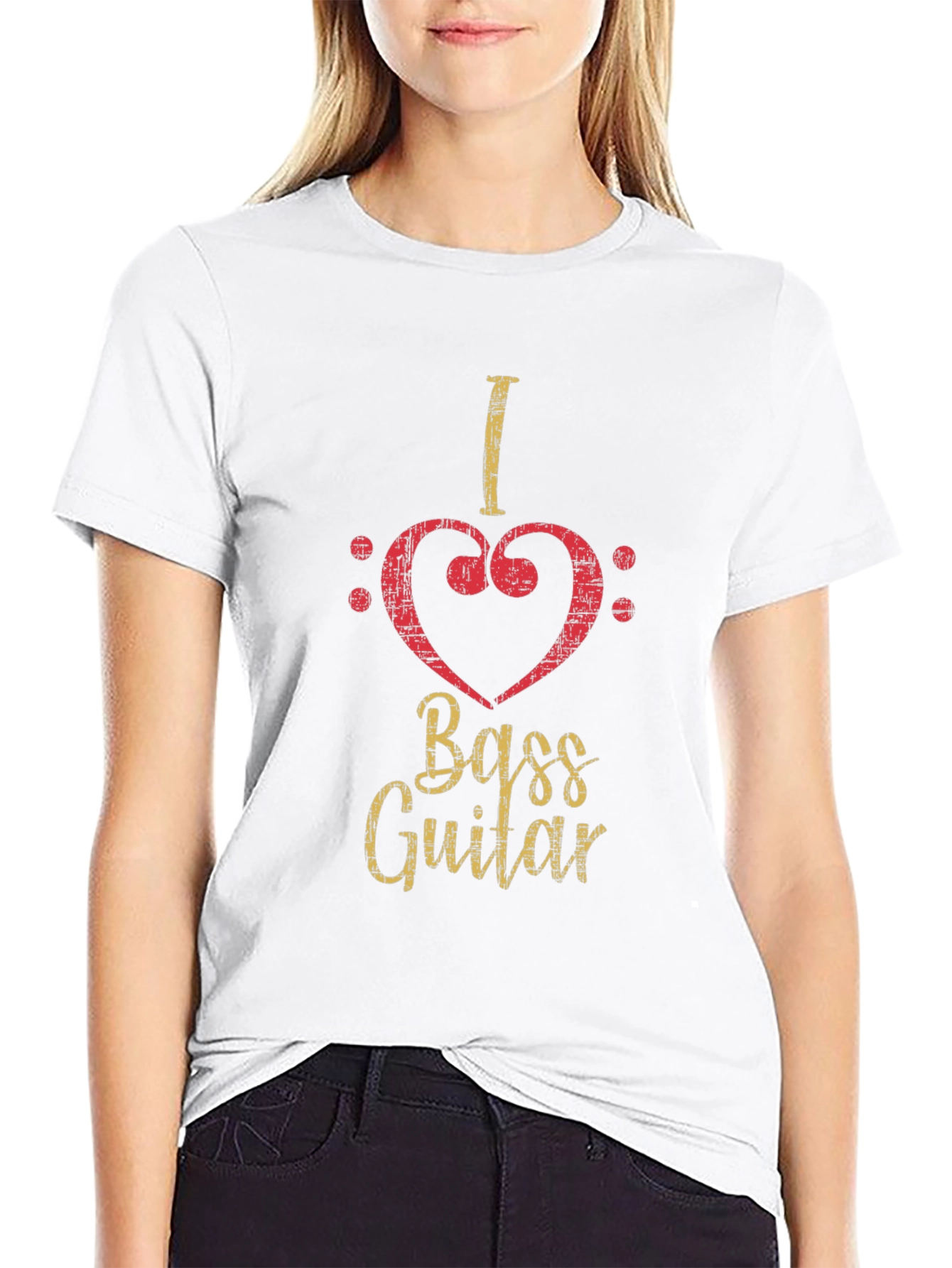 I Love Bass Guitar Black T-Shirt