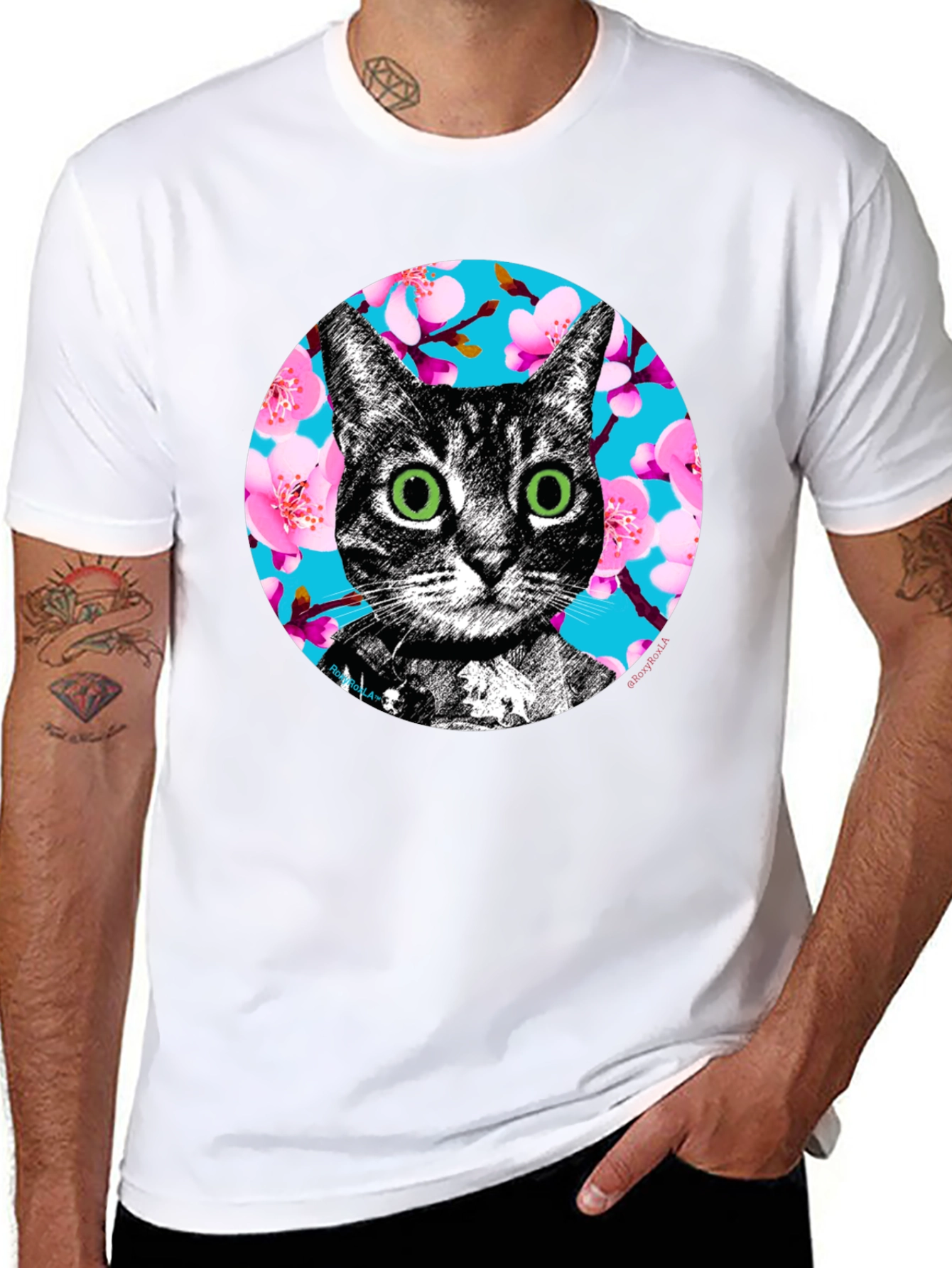 Cat Cherry Blossom Graphic Tee