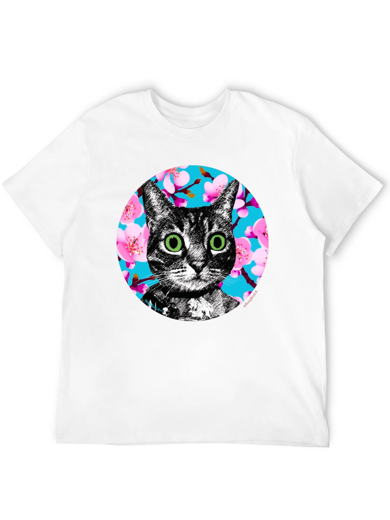 Cat Cherry Blossom Graphic Tee