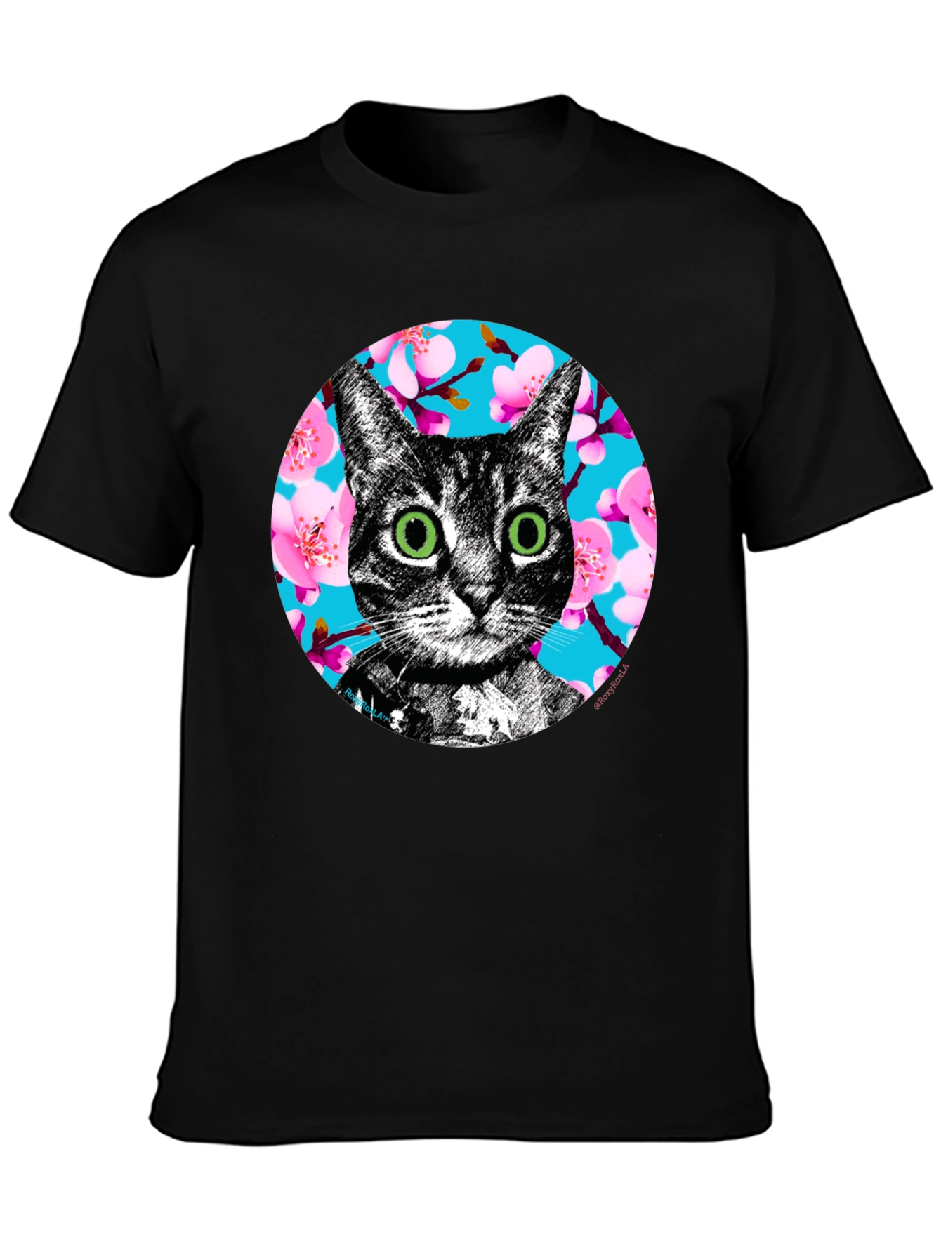 Cat Cherry Blossom Graphic Tee