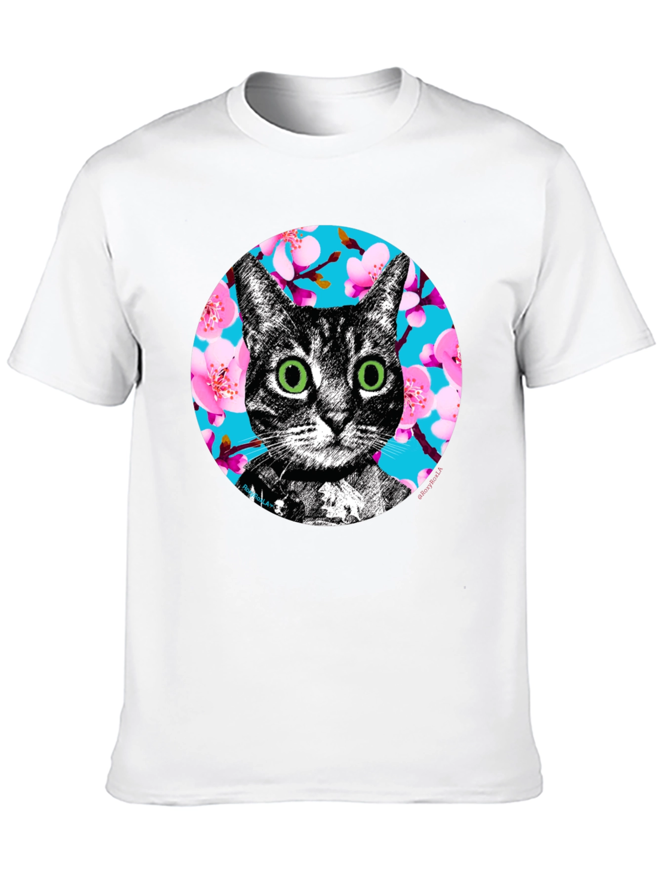 Cat Cherry Blossom Graphic Tee