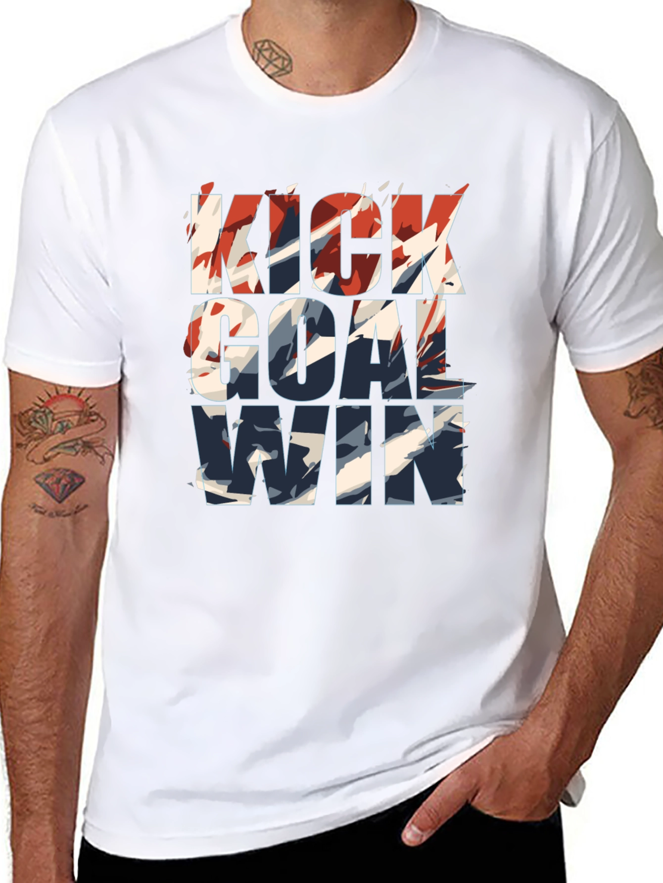 Kick Goal Win Graphic Tee - Trendy Soccer Shirt