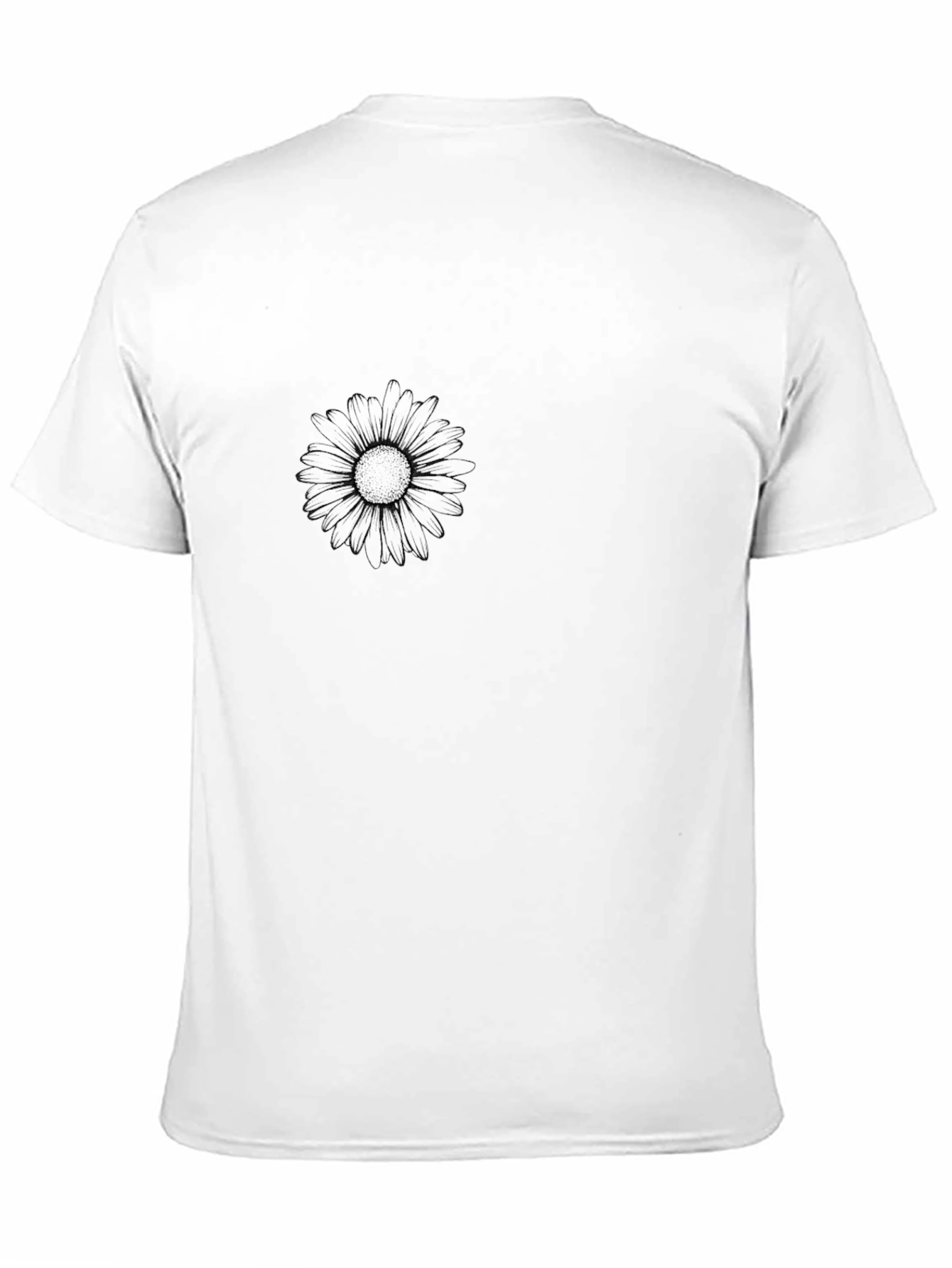 Mens Black Graphic Tee - Subtle Daisy Design