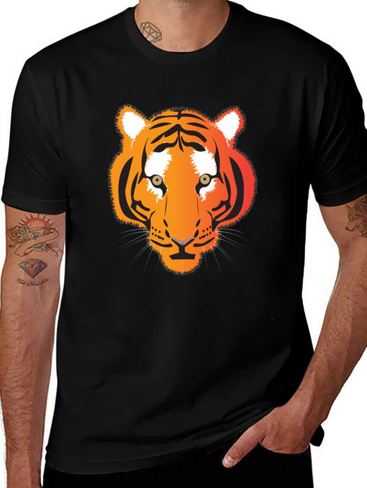 Tiger Graphic Tee - Black Cotton T-Shirt