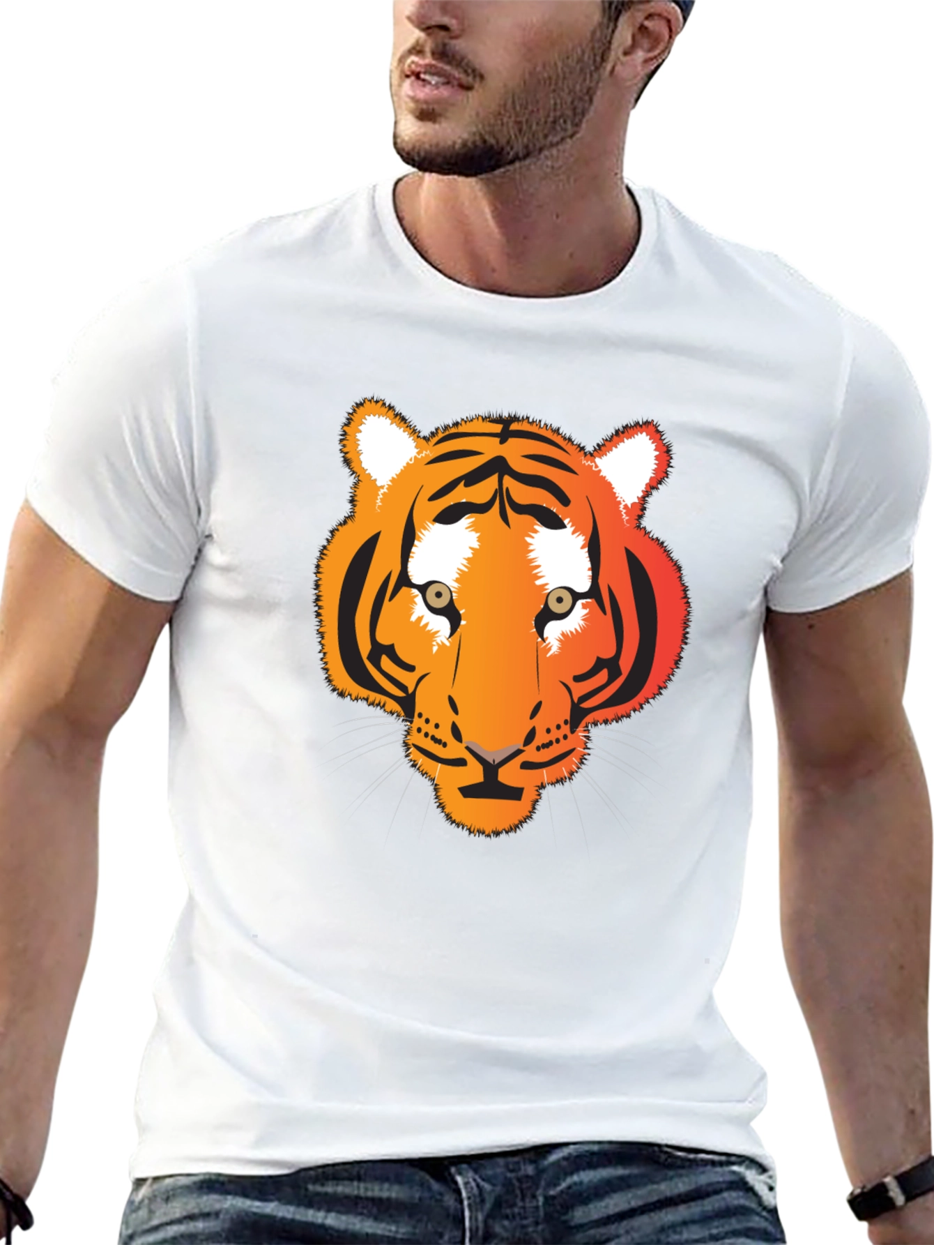 Tiger Graphic Tee - Black Cotton T-Shirt