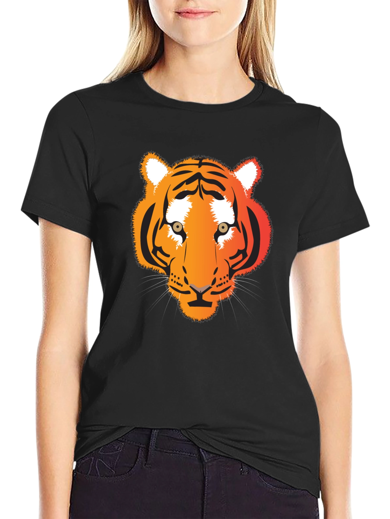 Tiger Graphic Tee - Black Cotton T-Shirt