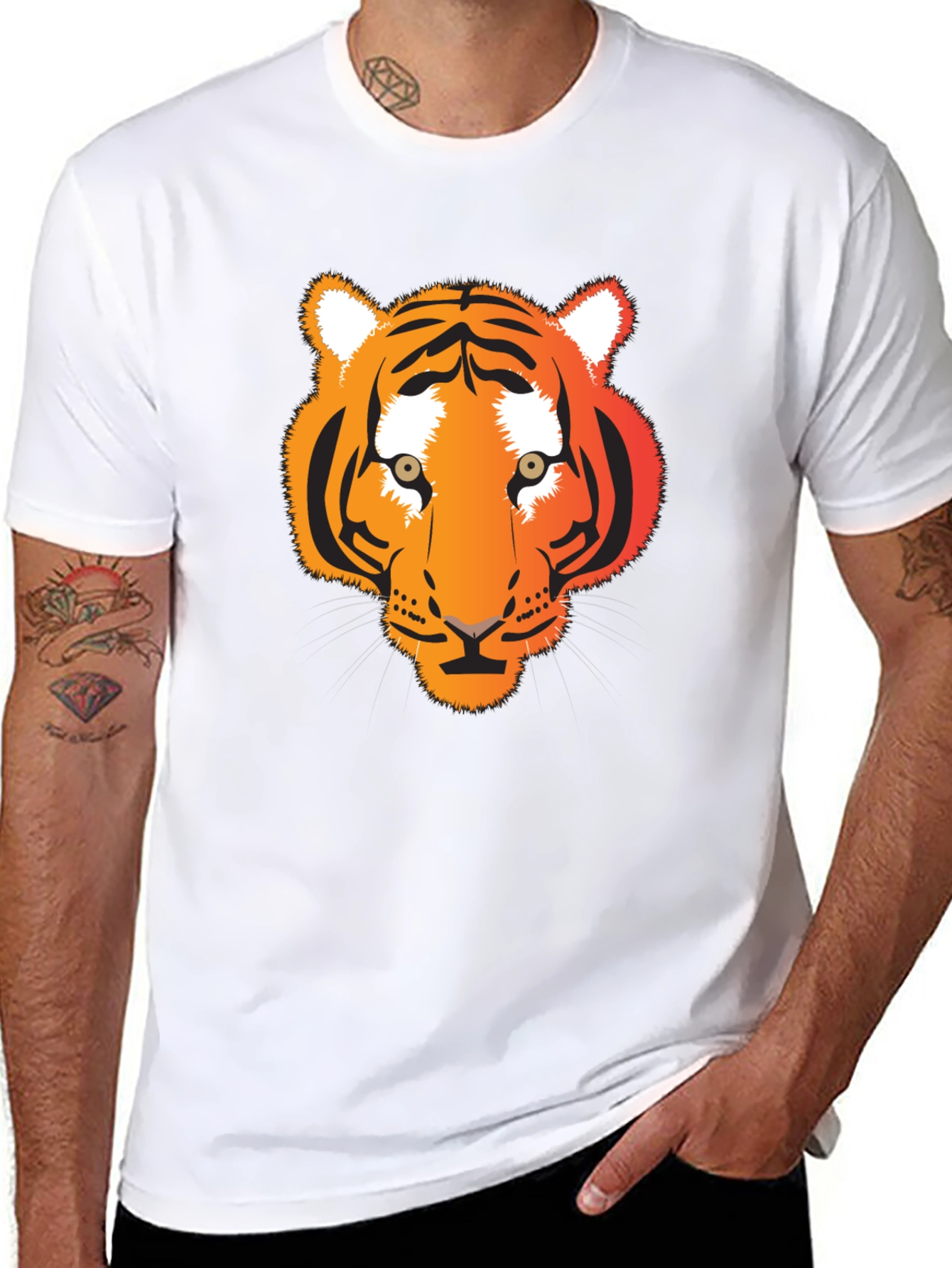 Tiger Graphic Tee - Black Cotton T-Shirt