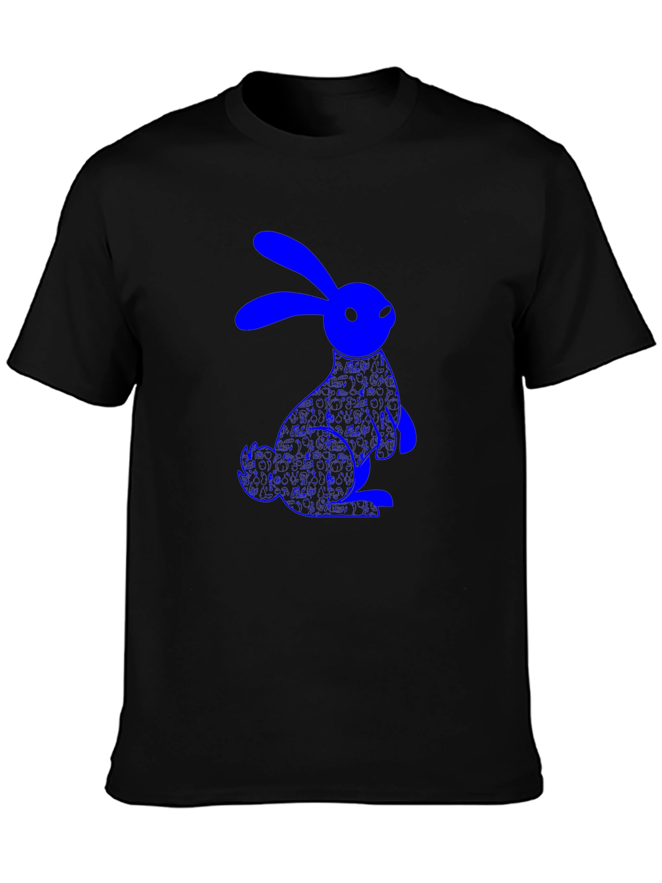 Blue Bunny Graphic Black T-Shirt