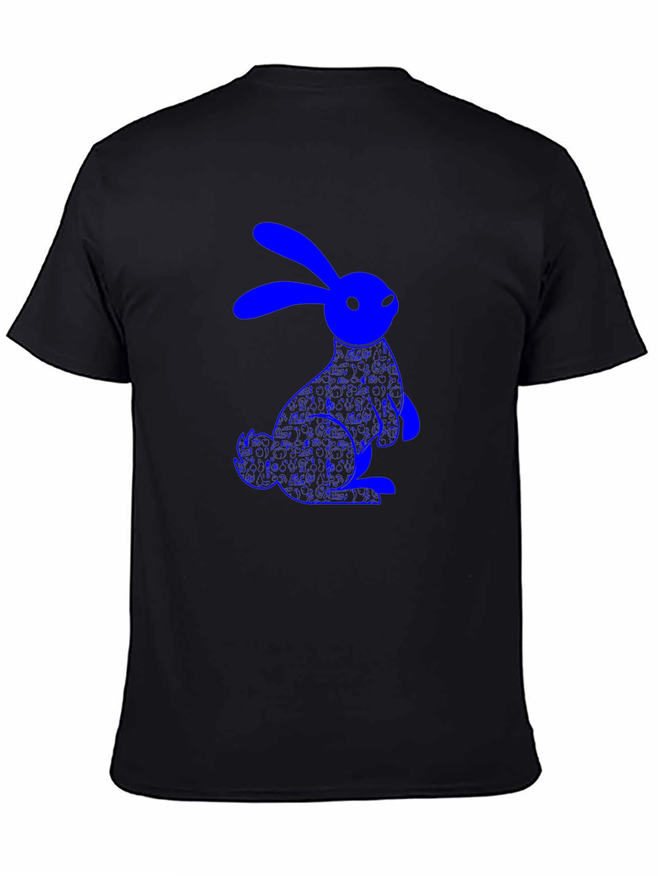 Blue Bunny Graphic Black T-Shirt