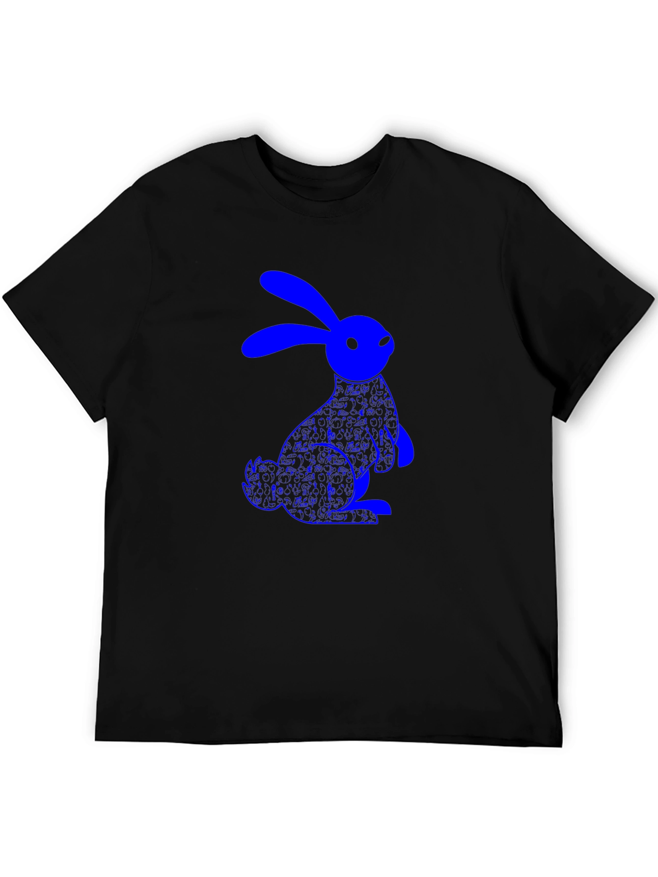Blue Bunny Graphic Black T-Shirt