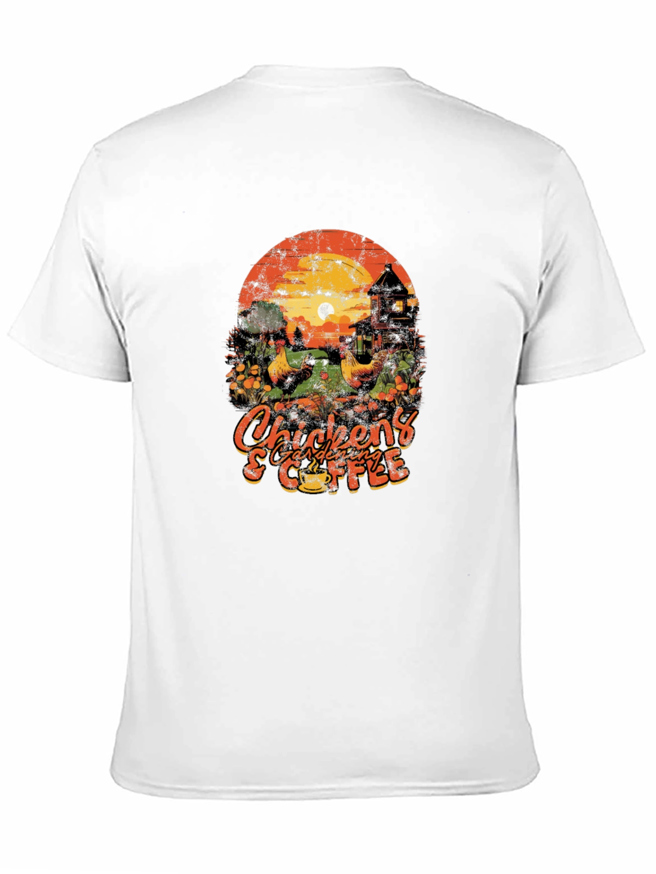 Chicken Gardening & Coffee Graphic T-Shirt