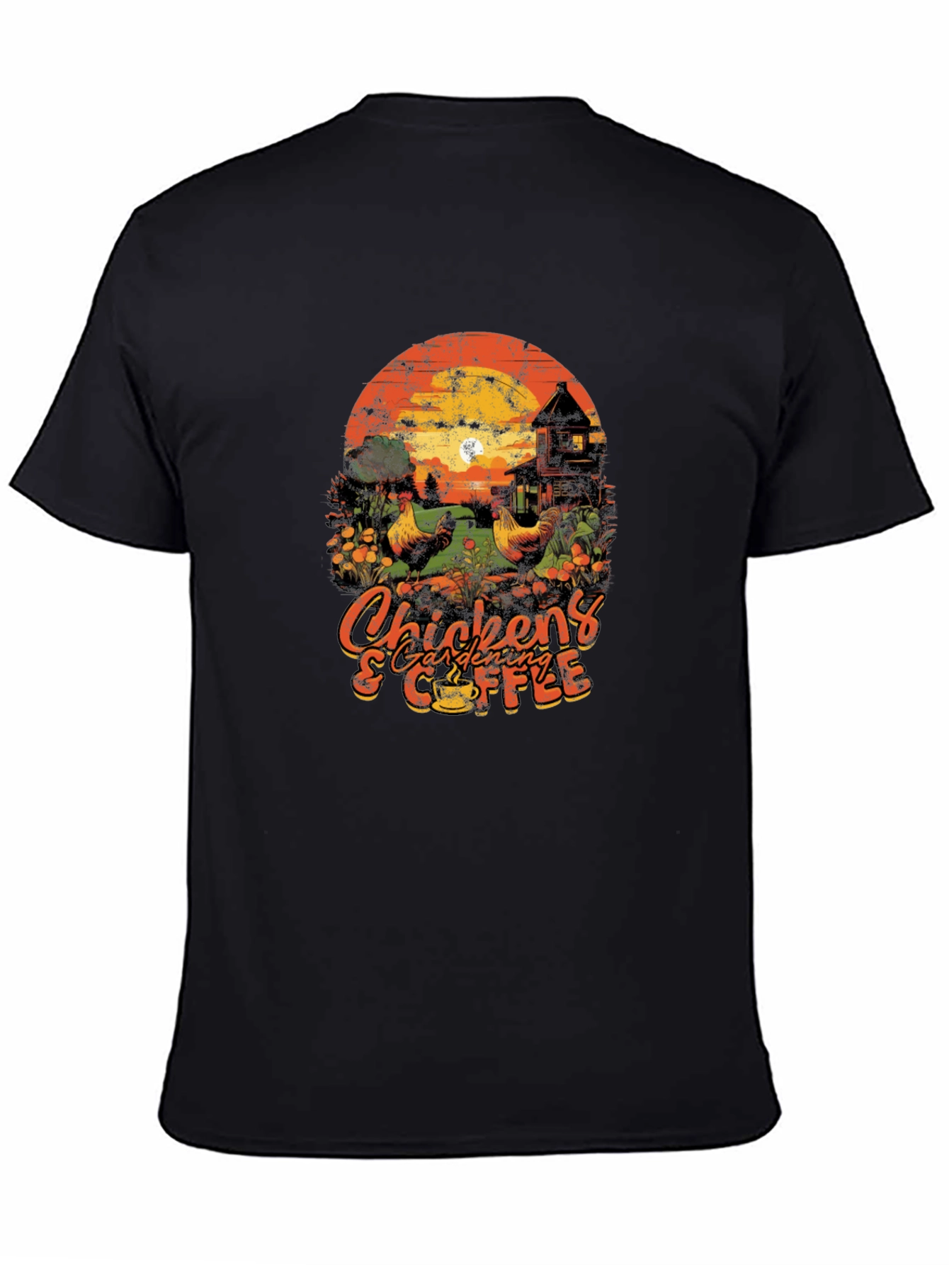Chicken Gardening & Coffee Graphic T-Shirt
