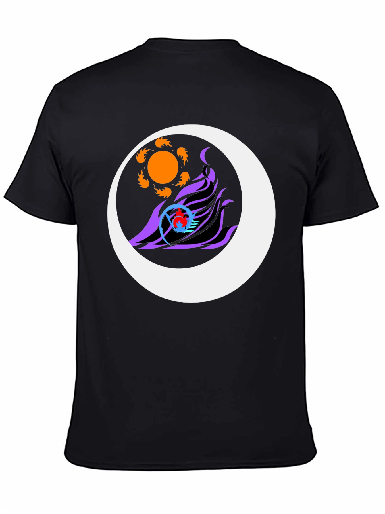 Sun & Moon Graphic Tee - Black Casual Style