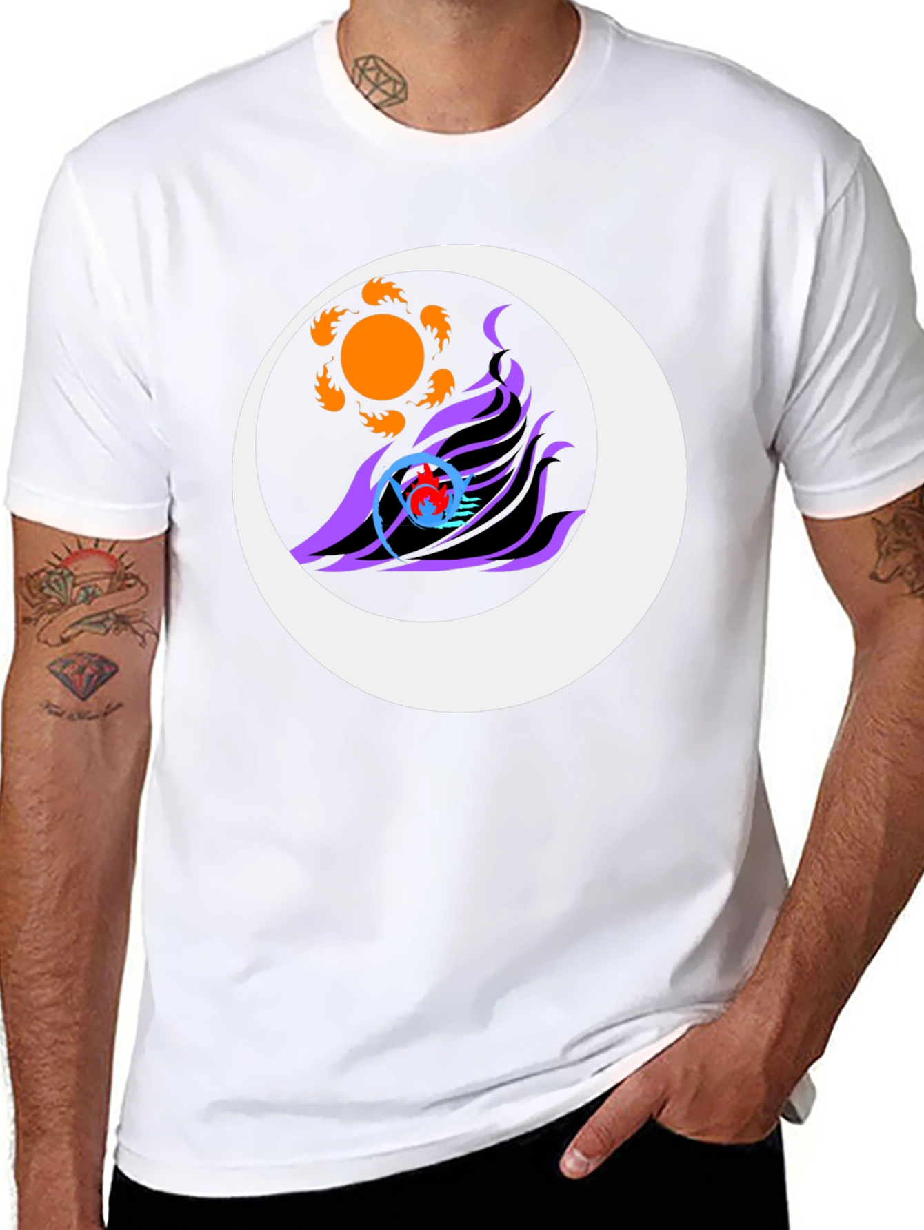 Sun & Moon Graphic Tee - Black Casual Style