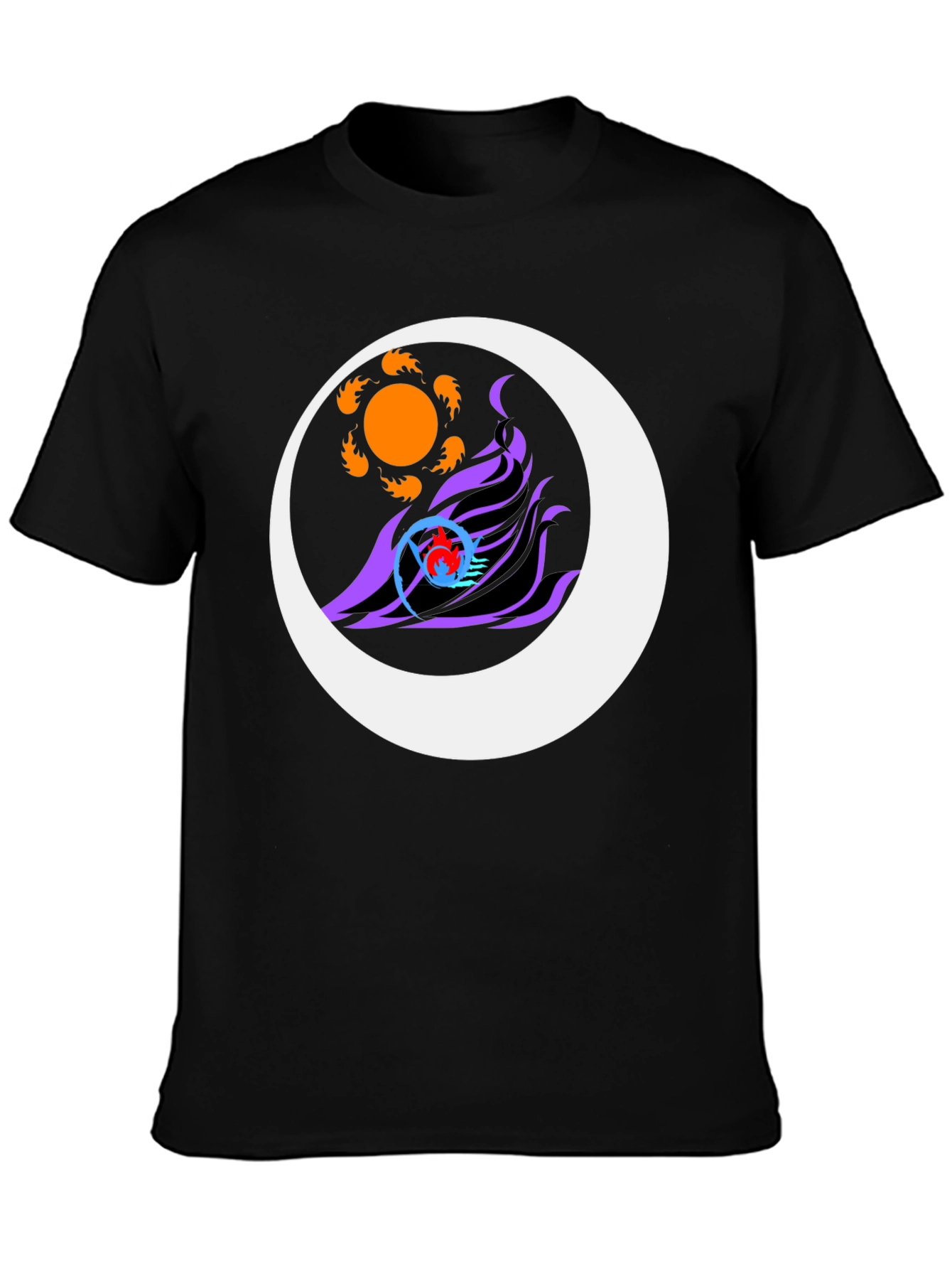 Sun & Moon Graphic Tee - Black Casual Style