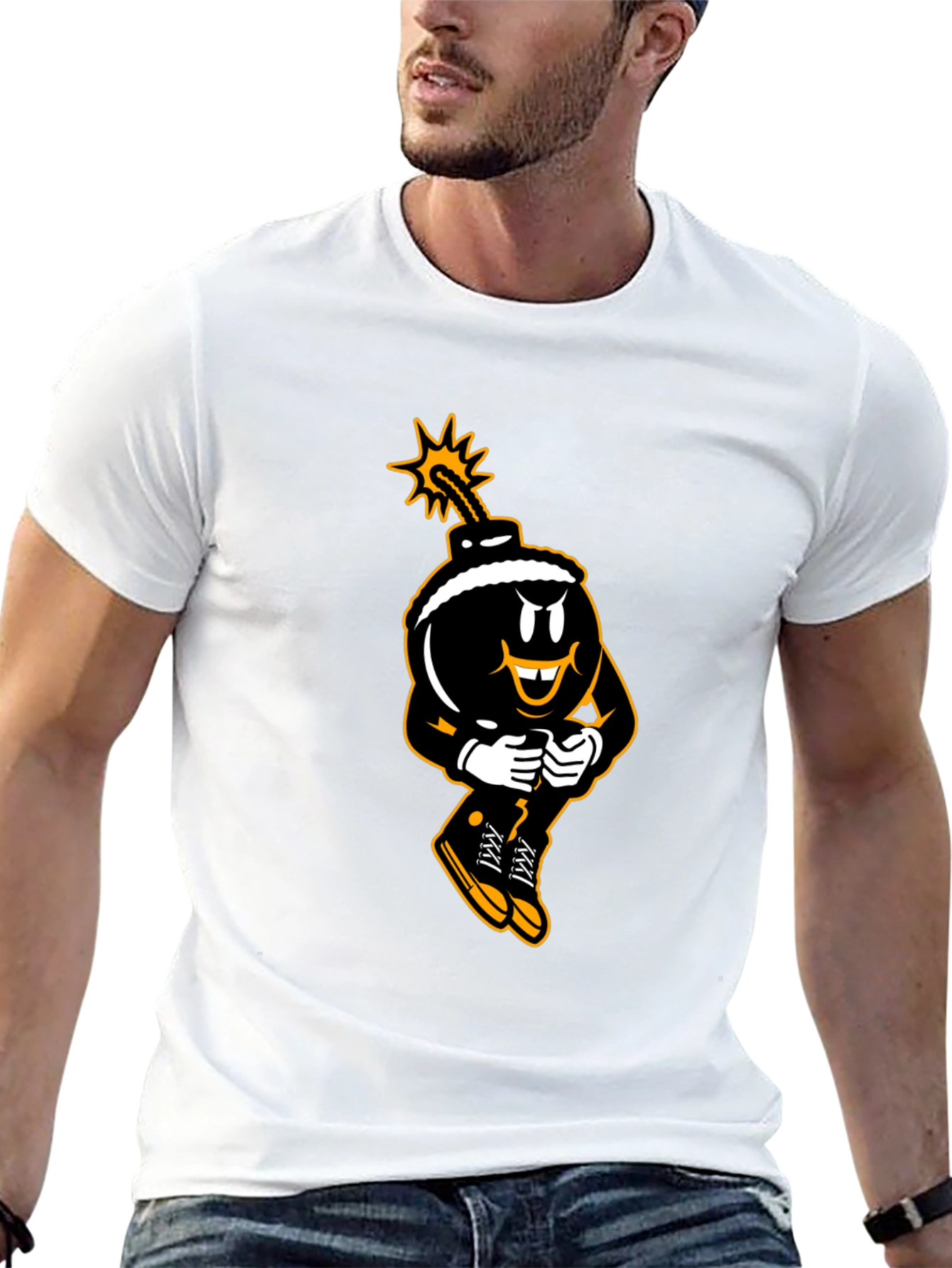 Cartoon Bomb Graphic Black T-Shirt