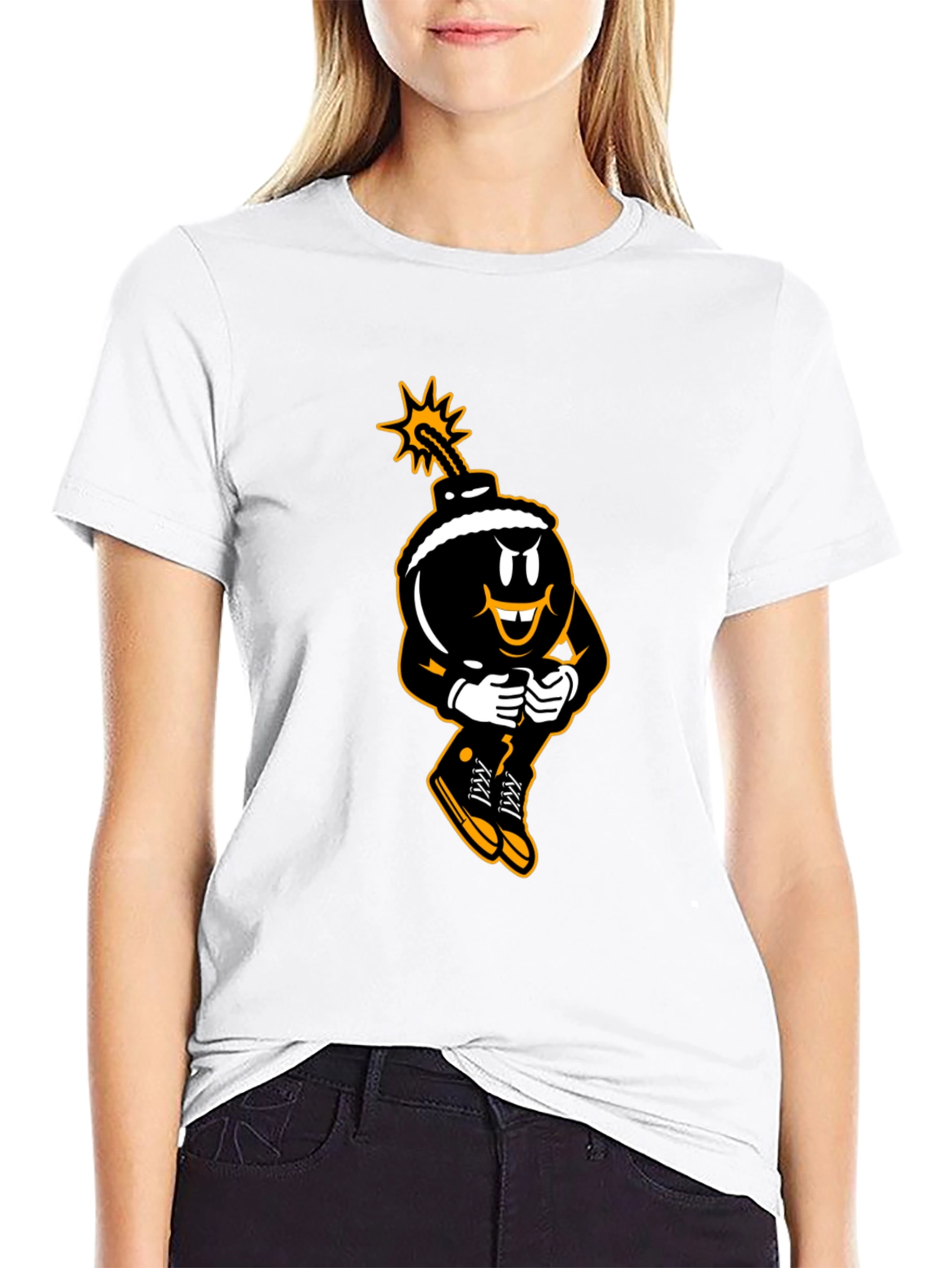 Cartoon Bomb Graphic Black T-Shirt