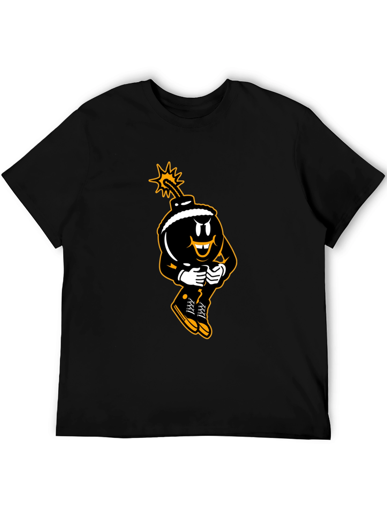 Cartoon Bomb Graphic Black T-Shirt