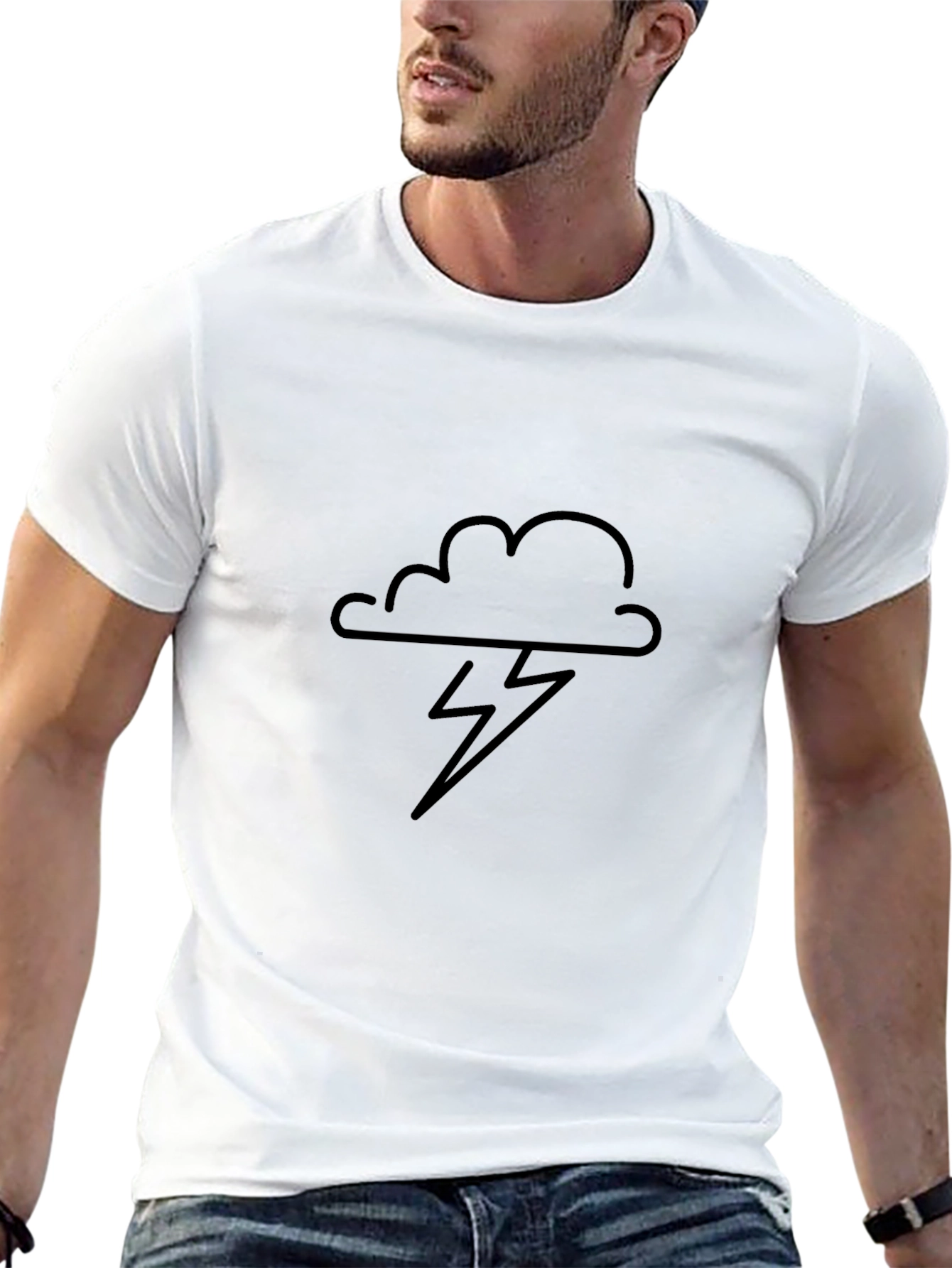 Black Cloud & Lightning Bolt Graphic Tee - Mens