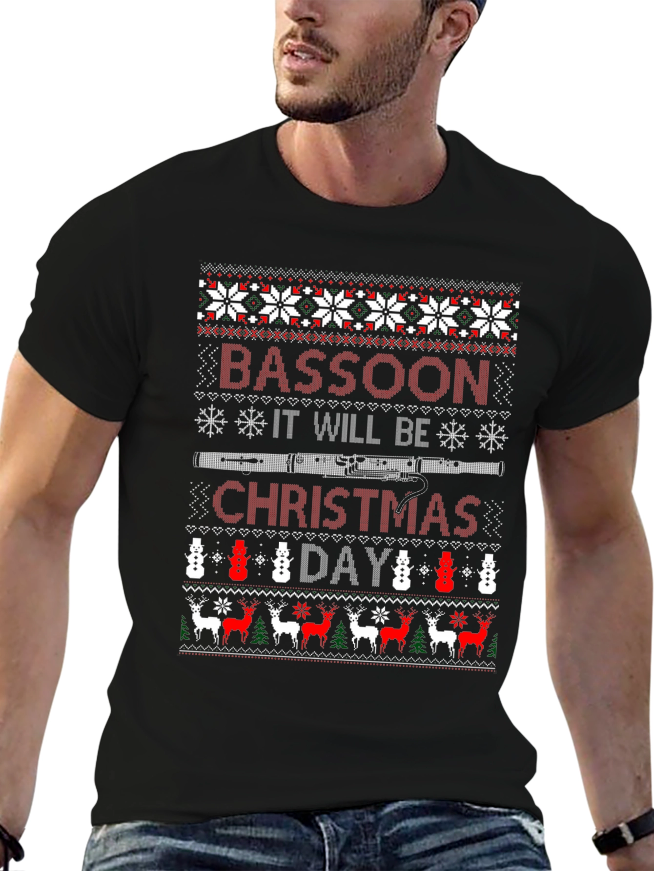 Bassoon Christmas Day T-Shirt Ugly Sweater Style