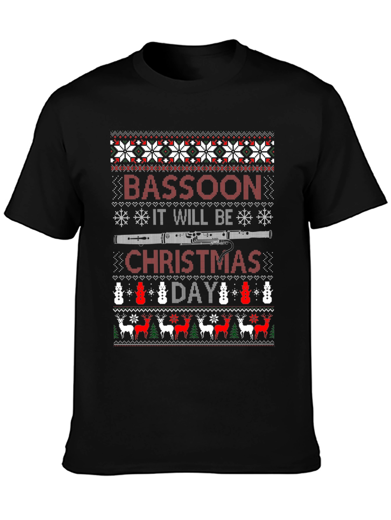 Bassoon Christmas Day T-Shirt Ugly Sweater Style