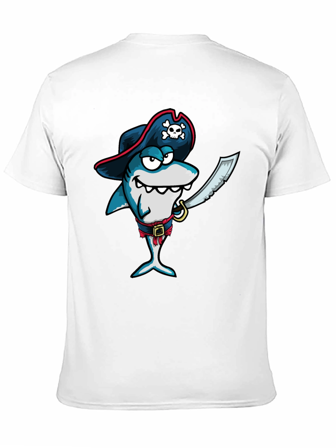 Pirate Shark Graphic Tee - Black Cotton T-Shirt