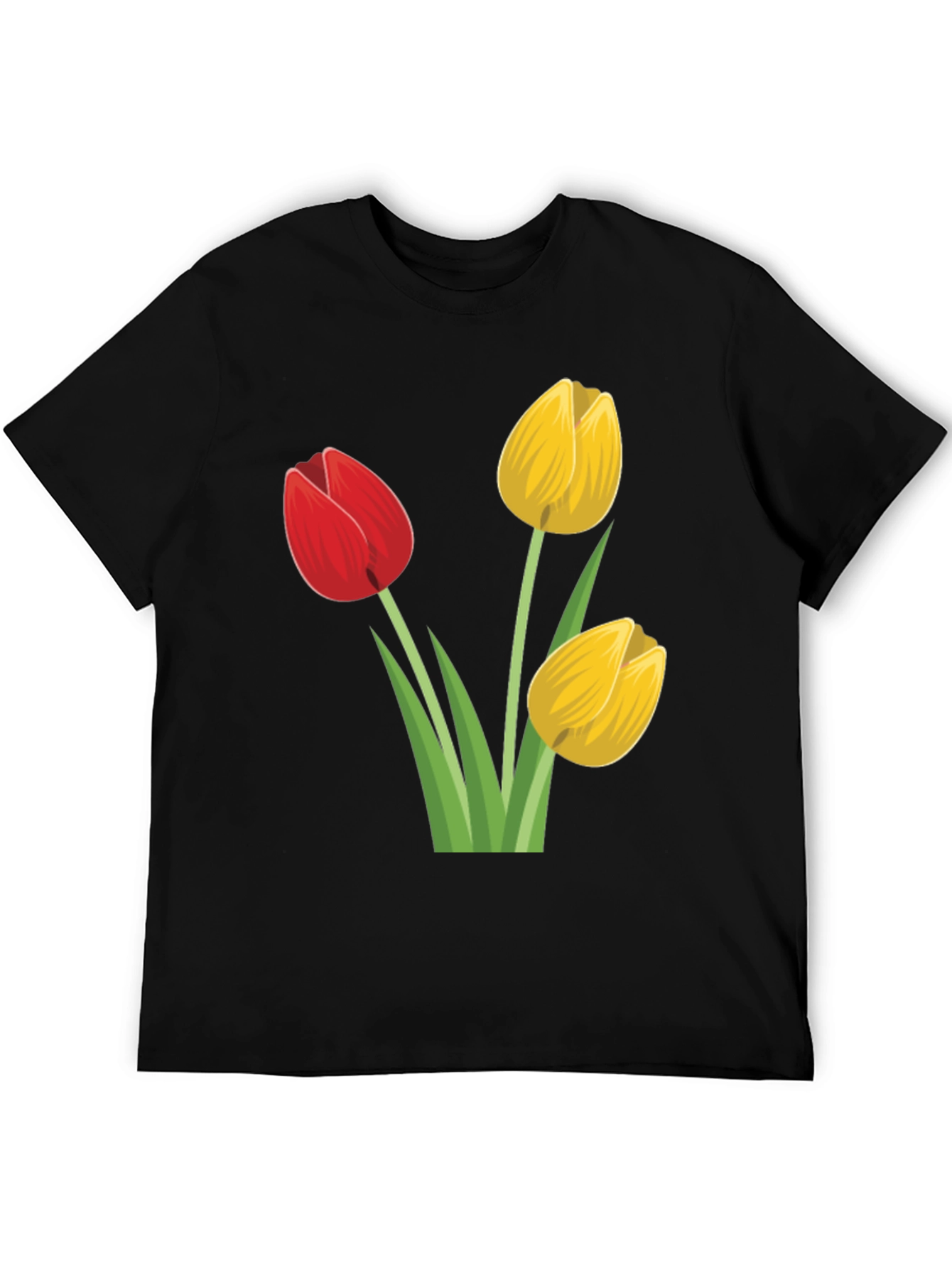 Tulip Graphic Tee - Black Cotton T-Shirt