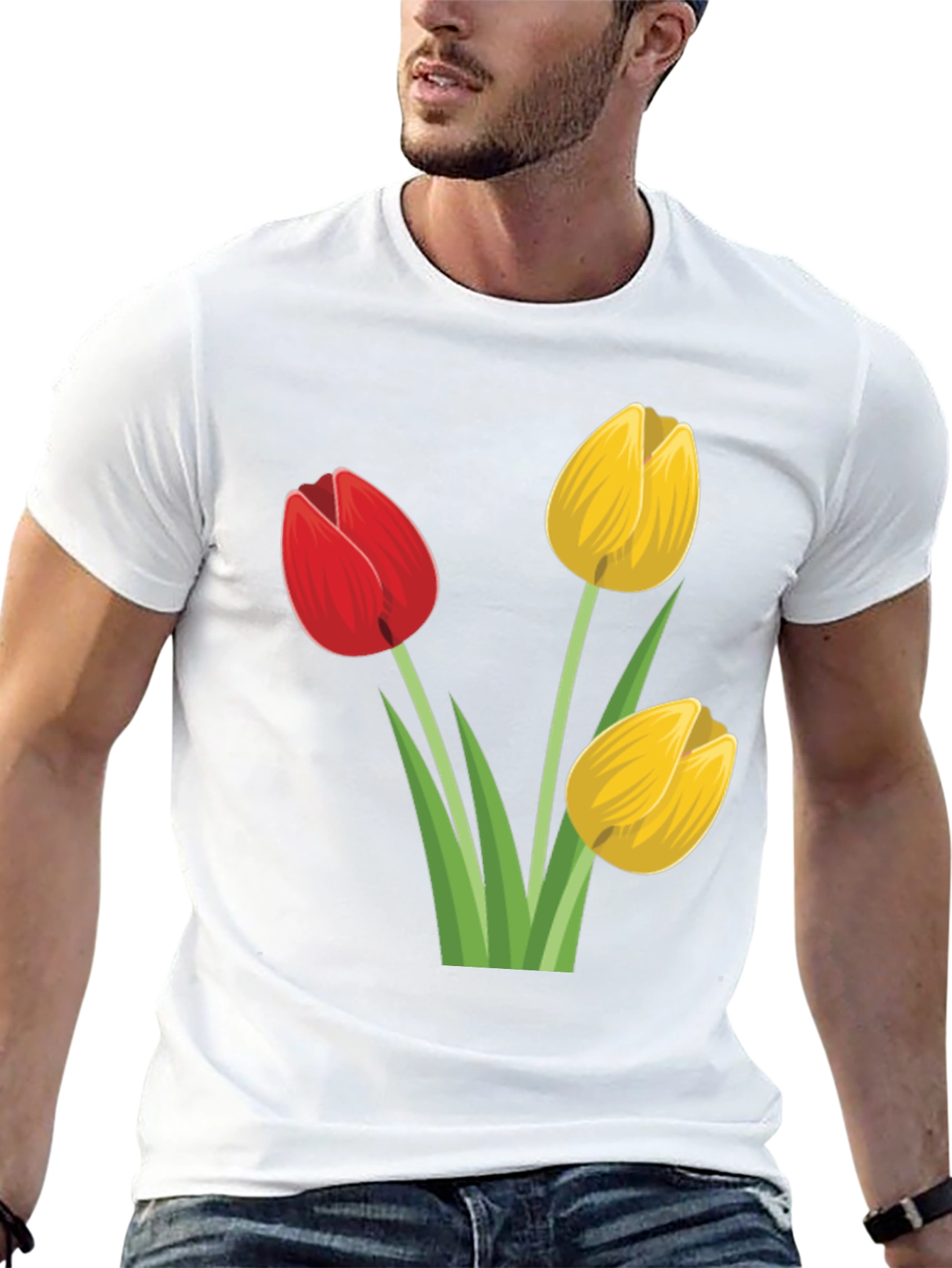 Tulip Graphic Tee - Black Cotton T-Shirt