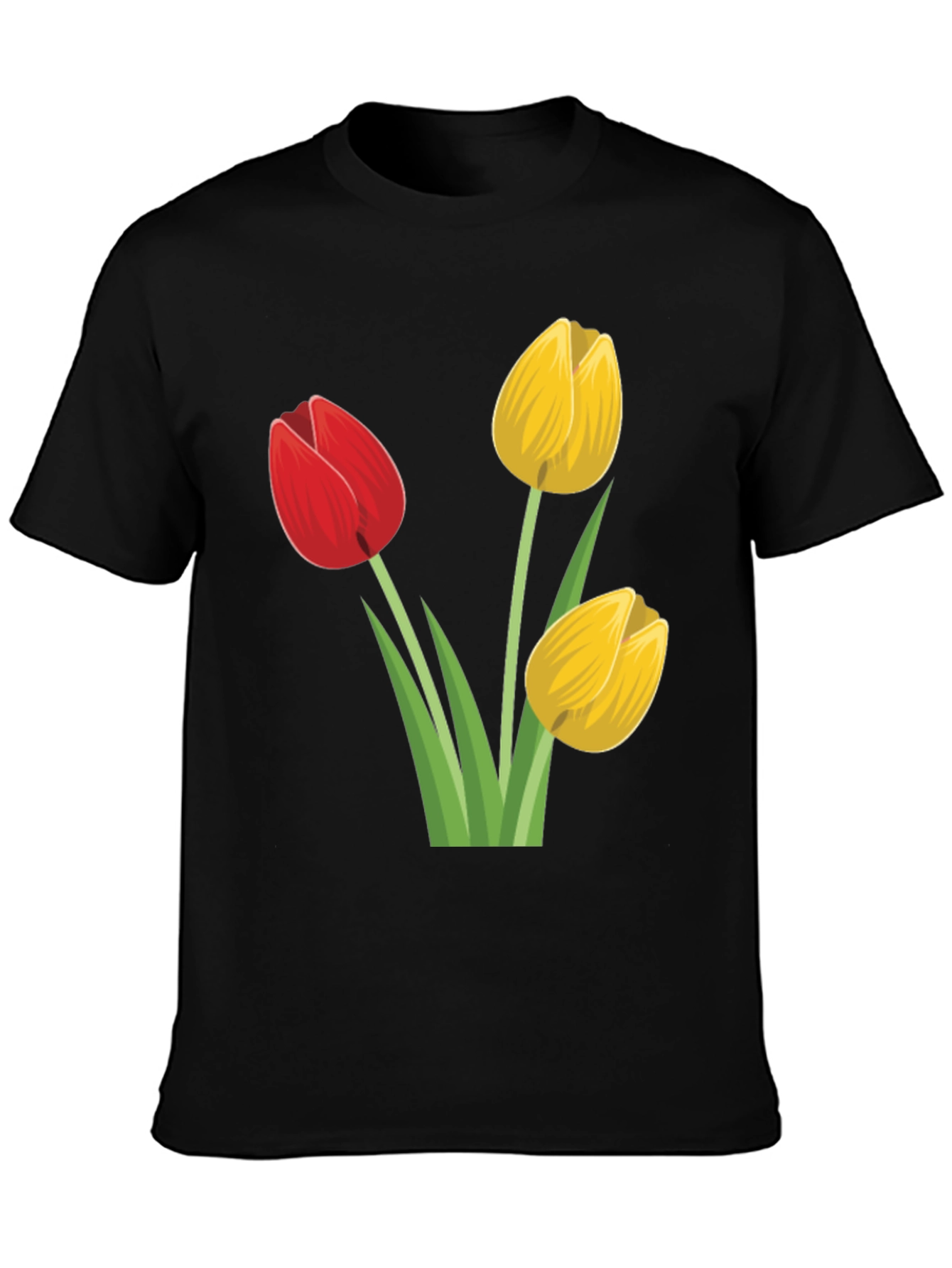 Tulip Graphic Tee - Black Cotton T-Shirt