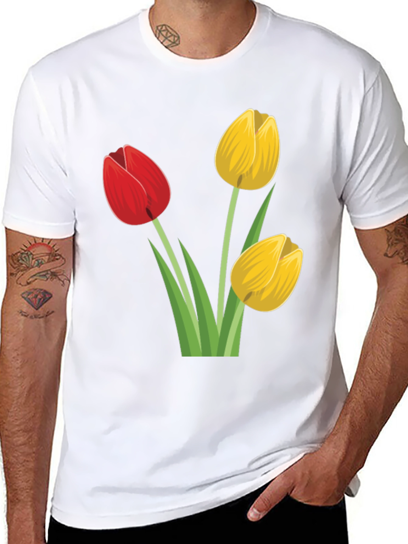 Tulip Graphic Tee - Black Cotton T-Shirt