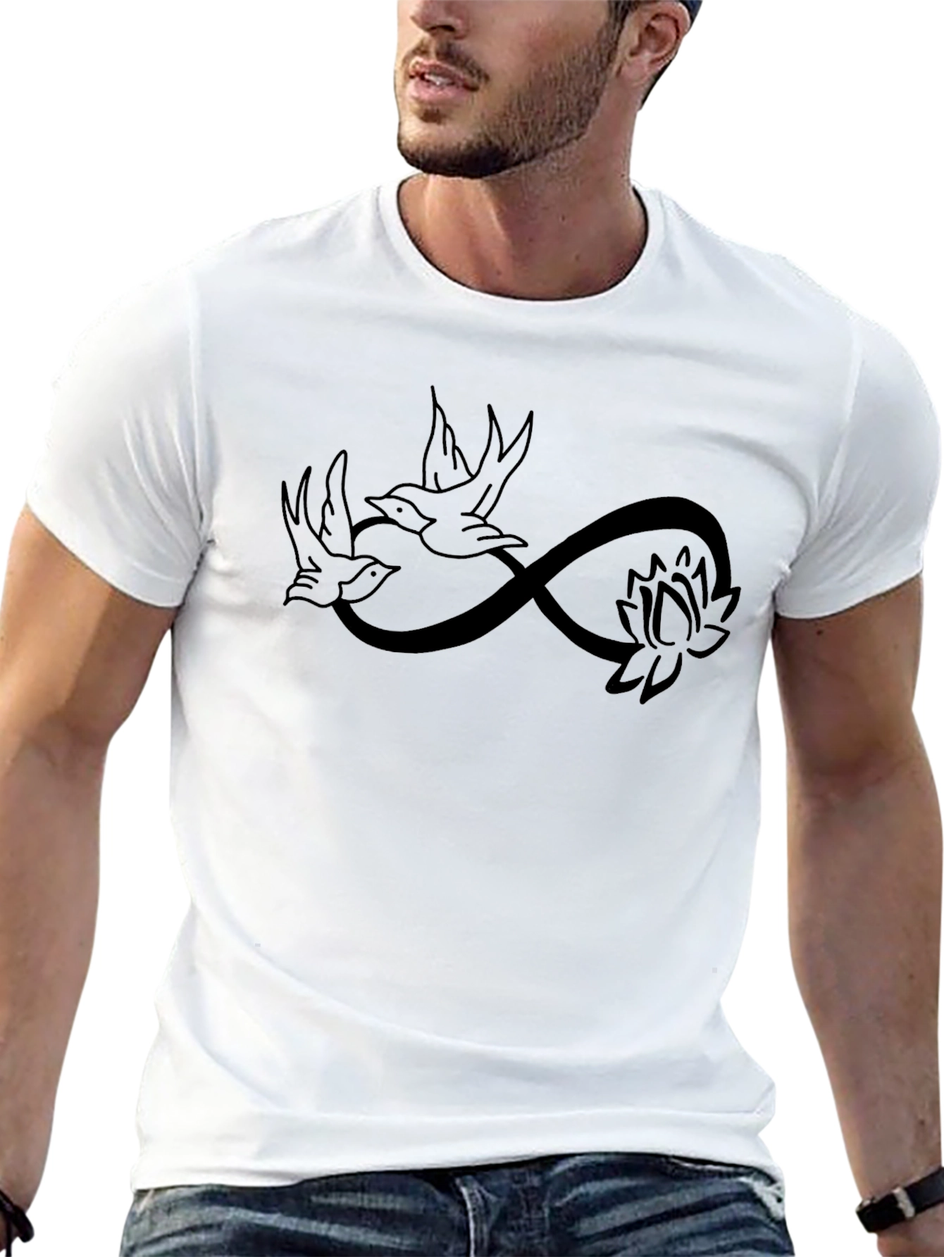 Swallow Infinity Lotus Graphic T-Shirt